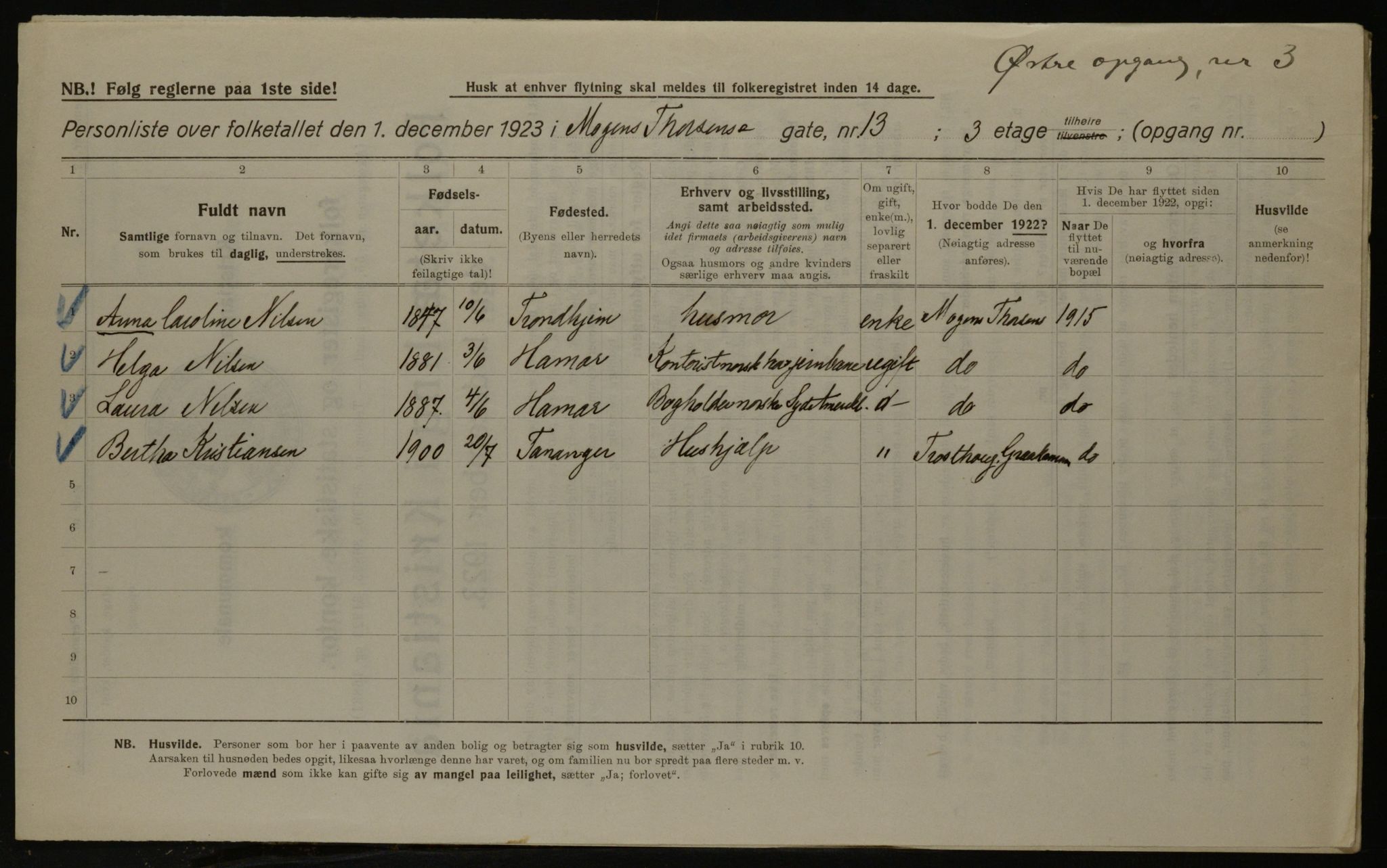 OBA, Kommunal folketelling 1.12.1923 for Kristiania, 1923, s. 72614