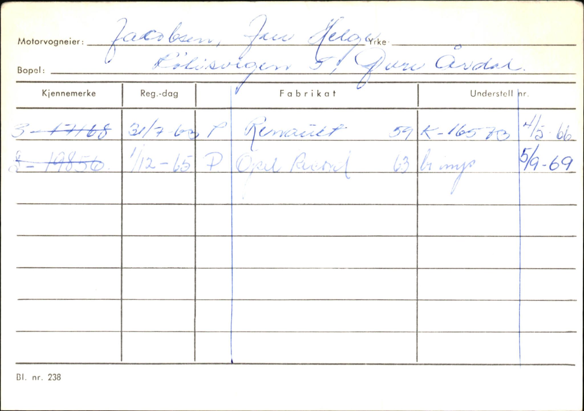 Statens vegvesen, Sogn og Fjordane vegkontor, AV/SAB-A-5301/4/F/L0145: Registerkort Vågsøy S-Å. Årdal I-P, 1945-1975, s. 886