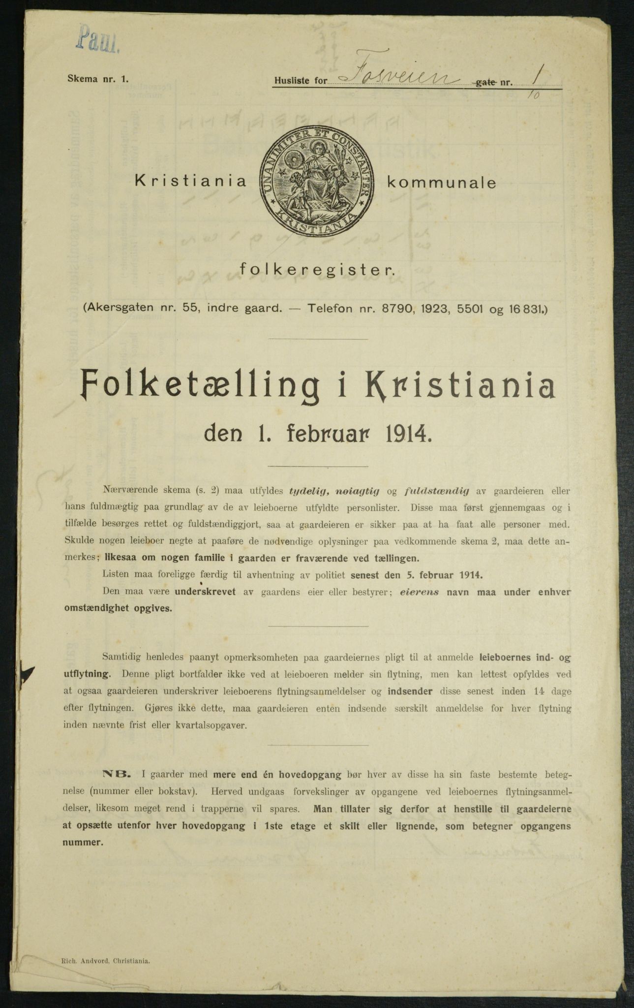 OBA, Kommunal folketelling 1.2.1914 for Kristiania, 1914, s. 24823