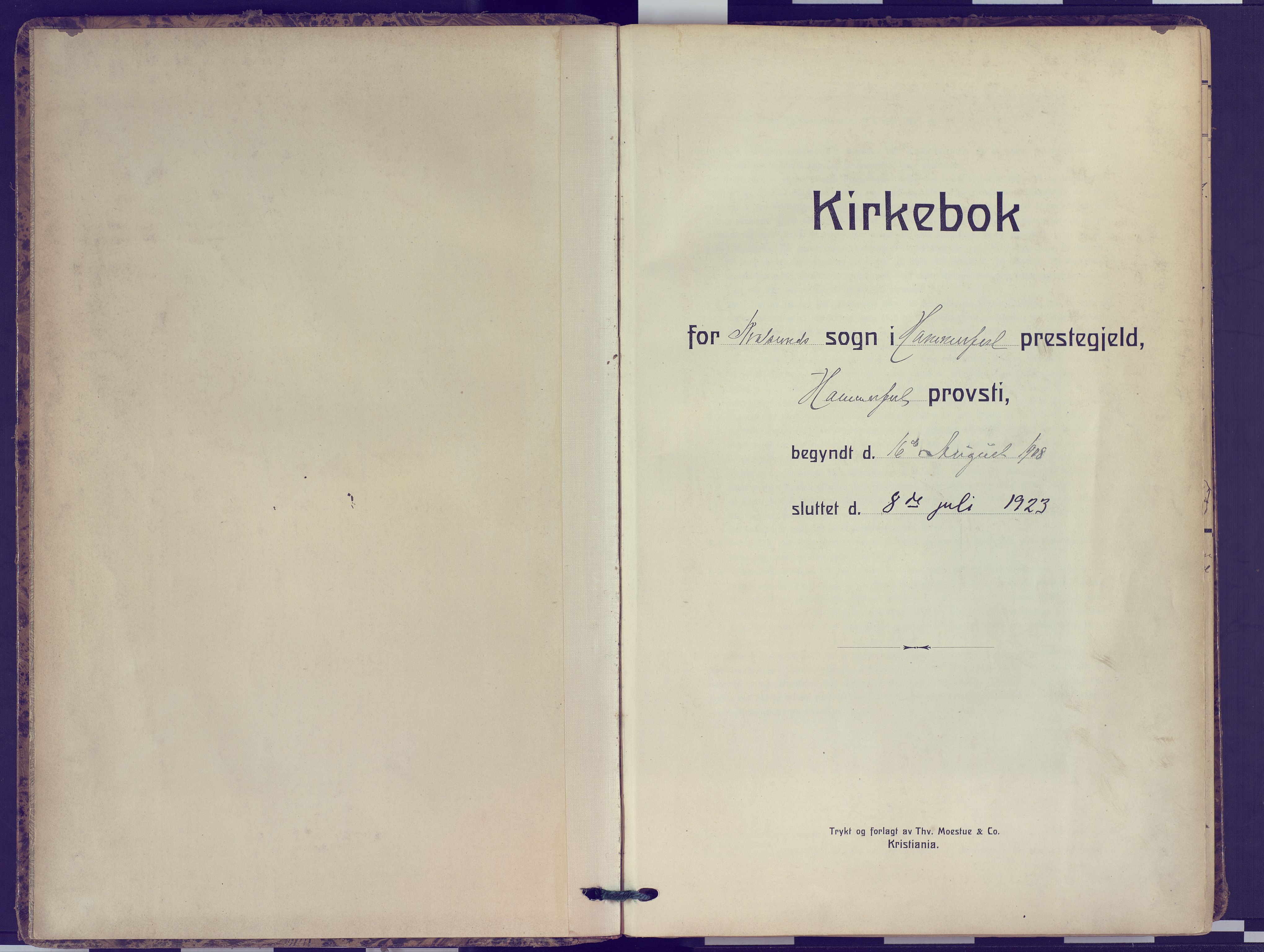 Hammerfest sokneprestkontor, AV/SATØ-S-1347/H/Ha/L0016.kirke: Ministerialbok nr. 16, 1908-1923
