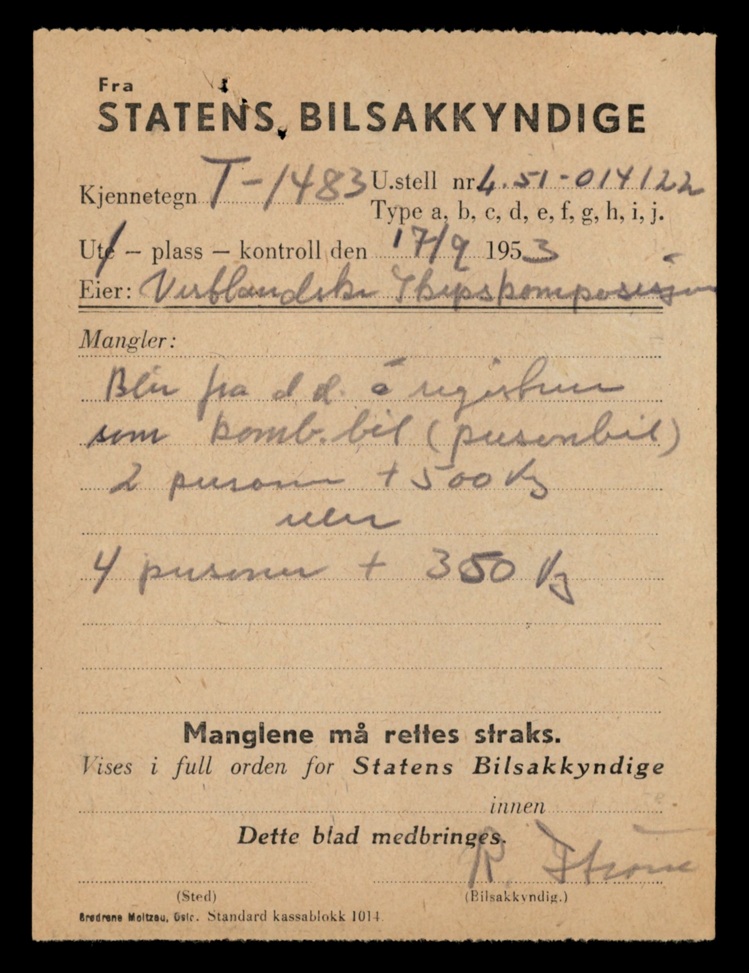 Møre og Romsdal vegkontor - Ålesund trafikkstasjon, AV/SAT-A-4099/F/Fe/L0044: Registreringskort for kjøretøy T 14205 - T 14319, 1927-1998, s. 2489