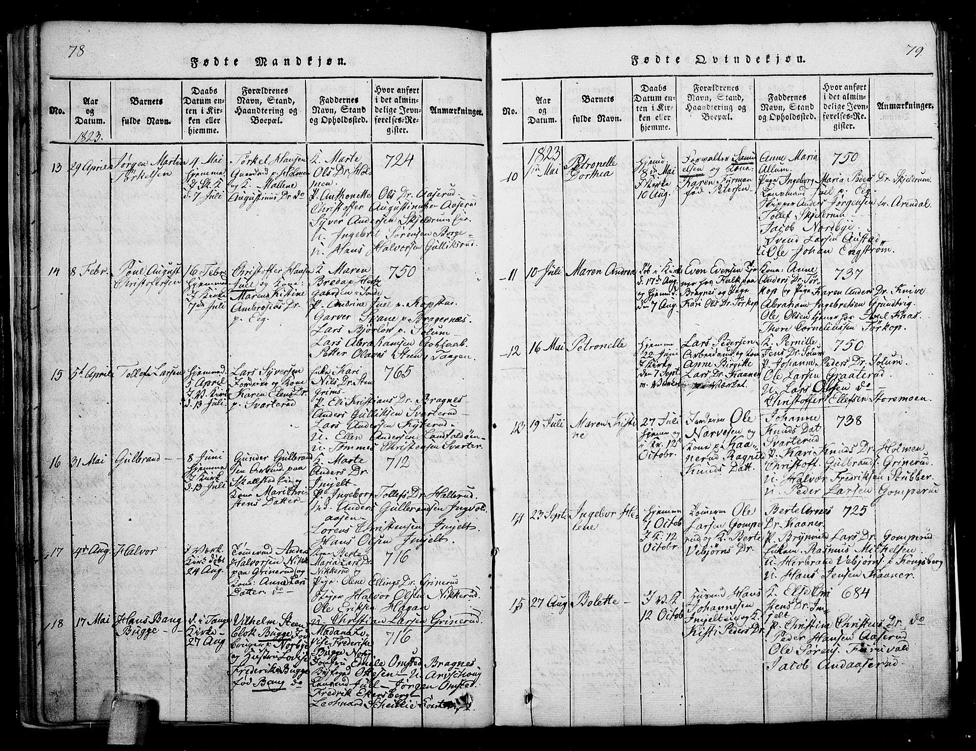 Skoger kirkebøker, AV/SAKO-A-59/G/Ga/L0001: Klokkerbok nr. I 1, 1814-1845, s. 78-79