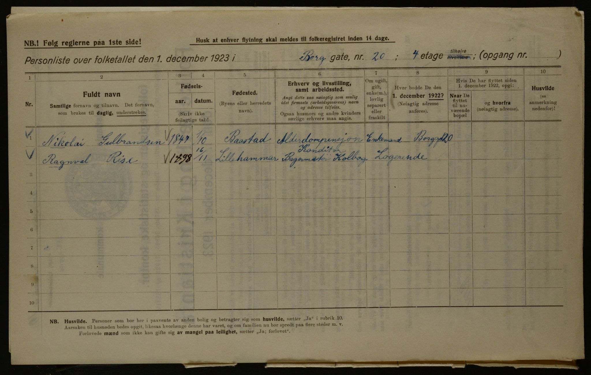 OBA, Kommunal folketelling 1.12.1923 for Kristiania, 1923, s. 9141