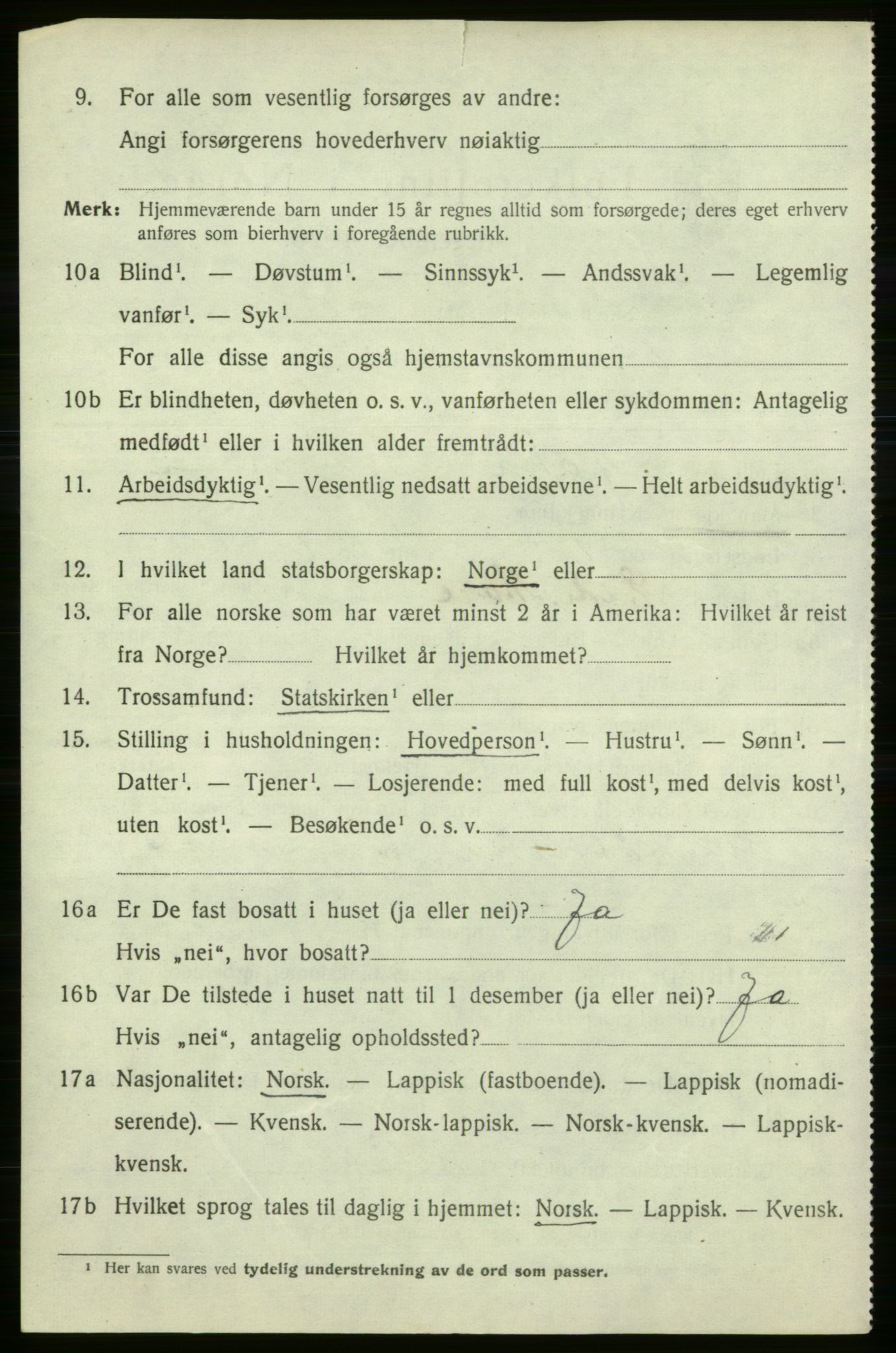 SATØ, Folketelling 1920 for 2014 Loppa herred, 1920, s. 1309