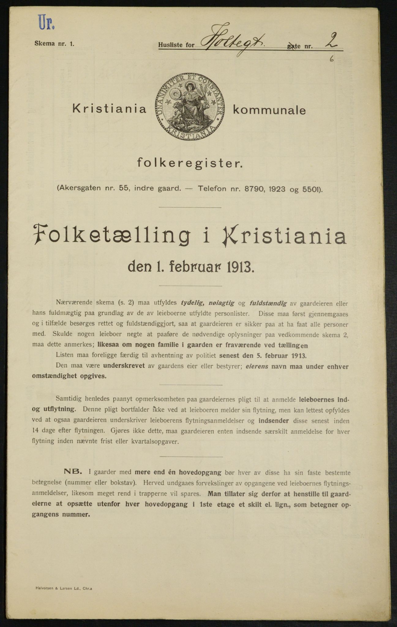 OBA, Kommunal folketelling 1.2.1913 for Kristiania, 1913, s. 40947