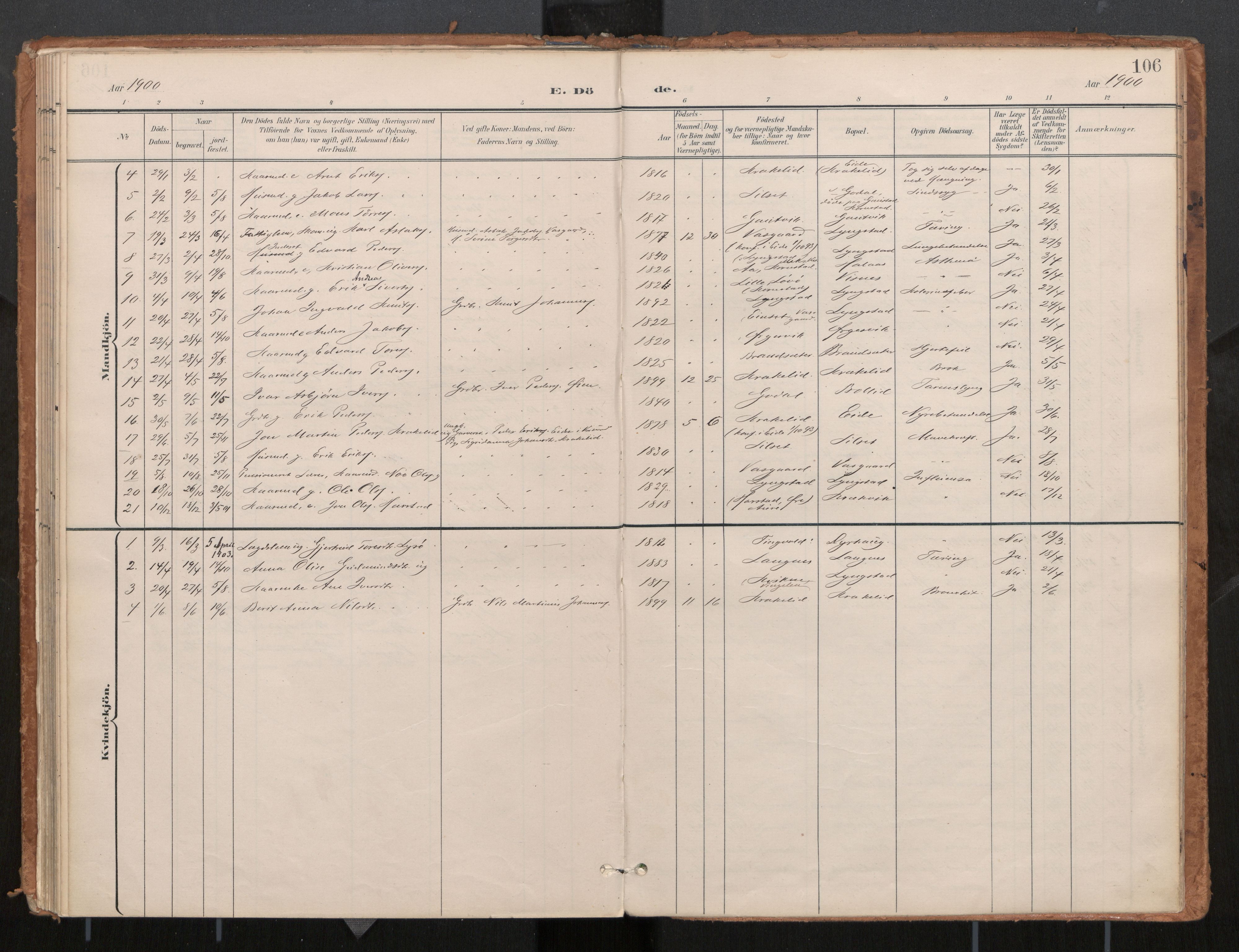 Ministerialprotokoller, klokkerbøker og fødselsregistre - Møre og Romsdal, SAT/A-1454/571/L0836a: Ministerialbok nr. 571A02, 1898-1910, s. 106