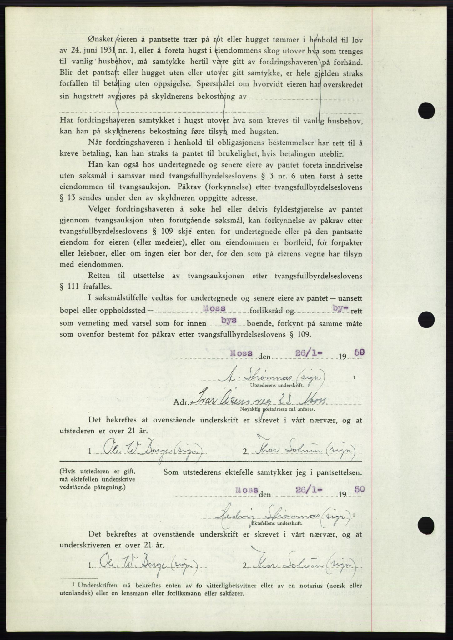 Moss sorenskriveri, SAO/A-10168: Pantebok nr. B23, 1949-1950, Dagboknr: 343/1950
