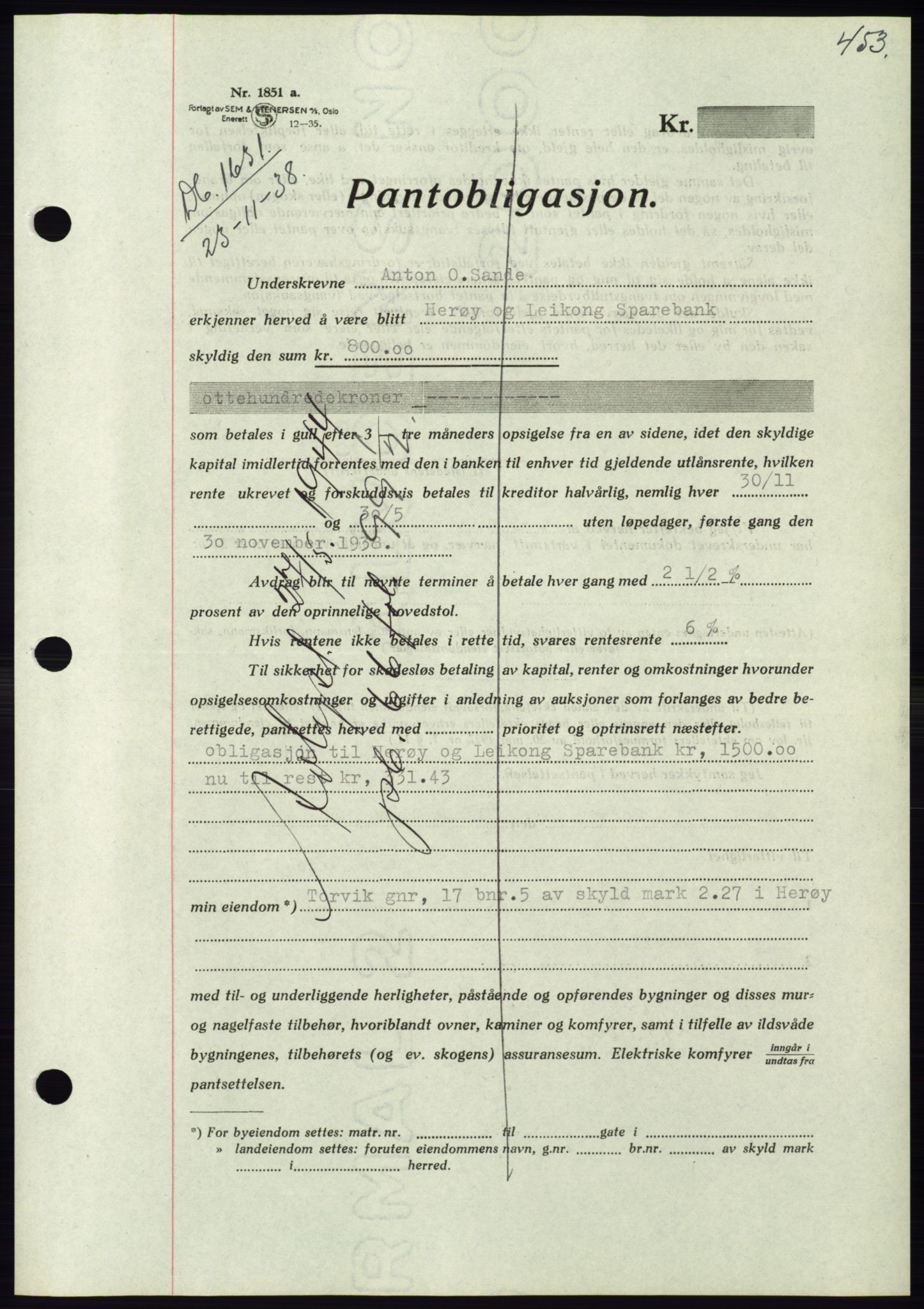 Søre Sunnmøre sorenskriveri, AV/SAT-A-4122/1/2/2C/L0066: Pantebok nr. 60, 1938-1938, Dagboknr: 1631/1938