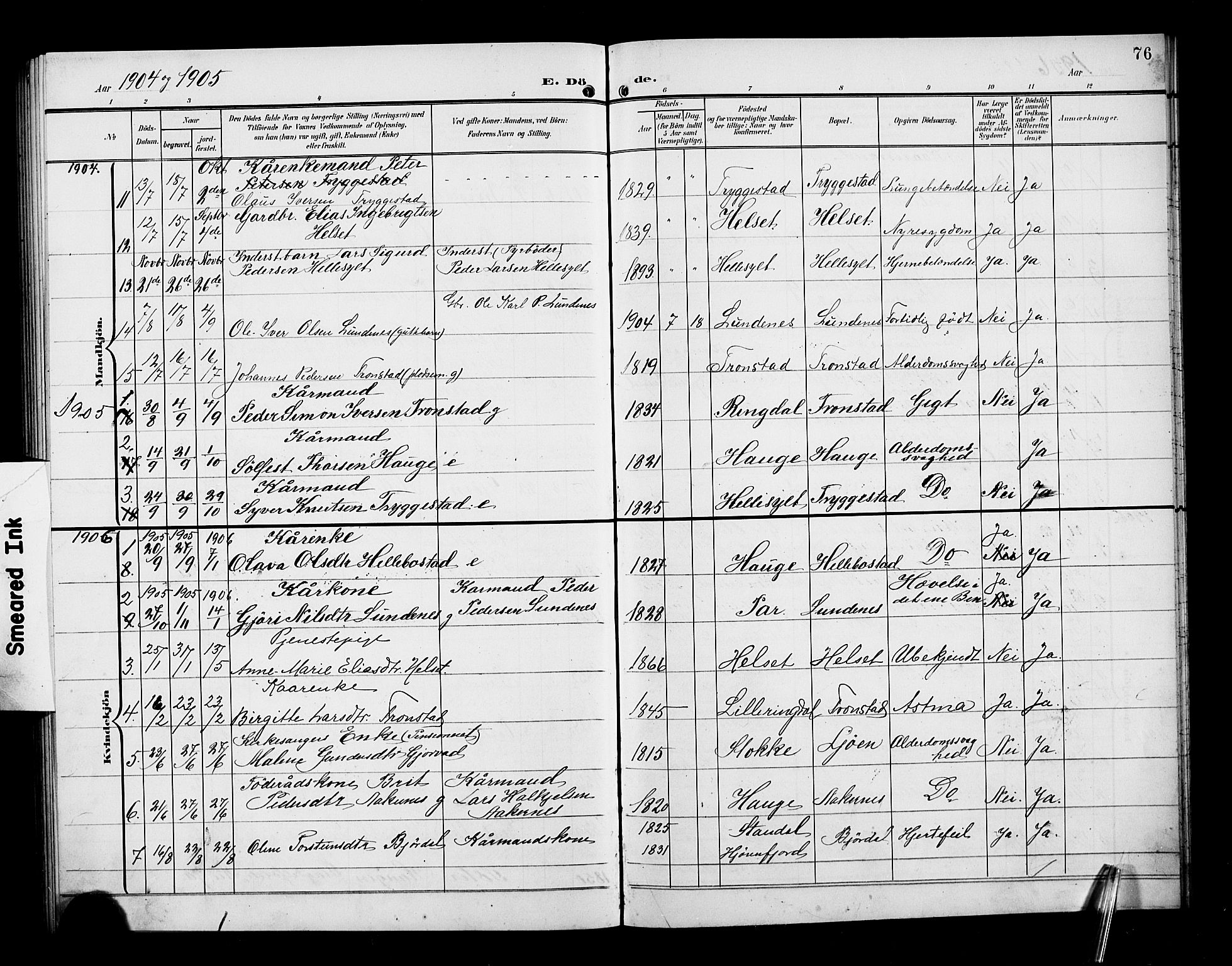 Ministerialprotokoller, klokkerbøker og fødselsregistre - Møre og Romsdal, SAT/A-1454/517/L0231: Klokkerbok nr. 517C04, 1904-1918, s. 76