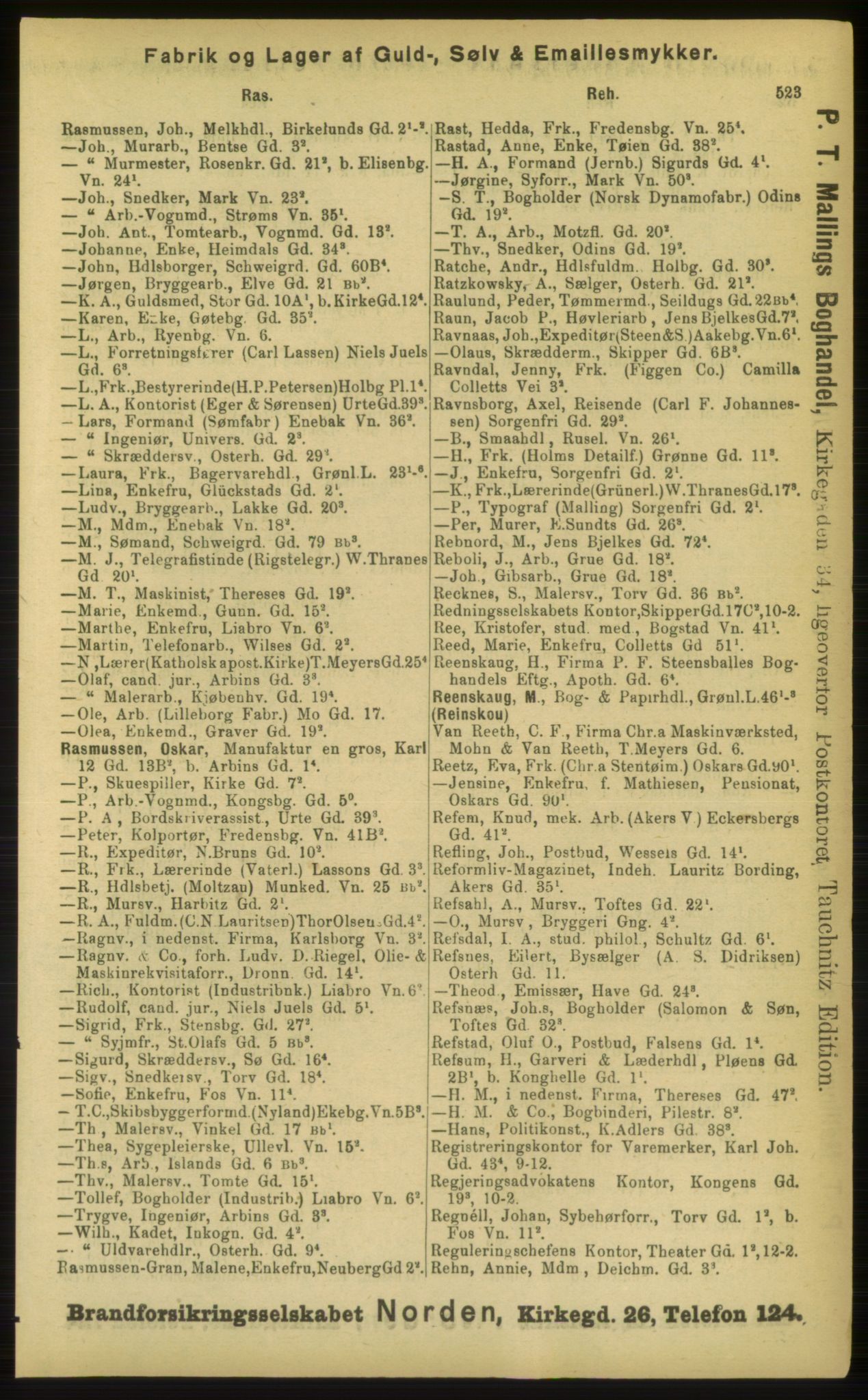 Kristiania/Oslo adressebok, PUBL/-, 1898, s. 523