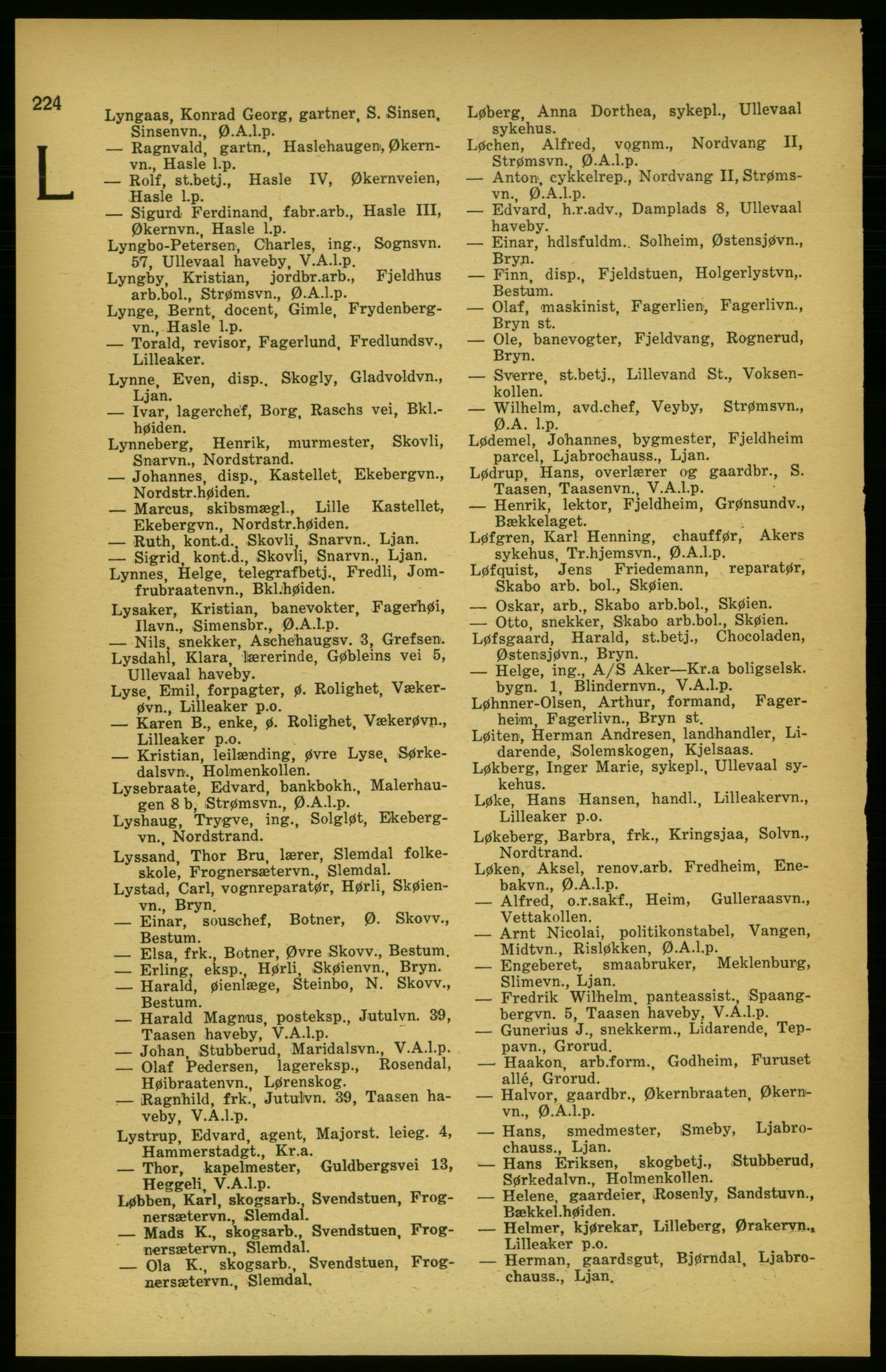 Aker adressebok/adressekalender, PUBL/001/A/003: Akers adressekalender, 1924-1925, s. 224