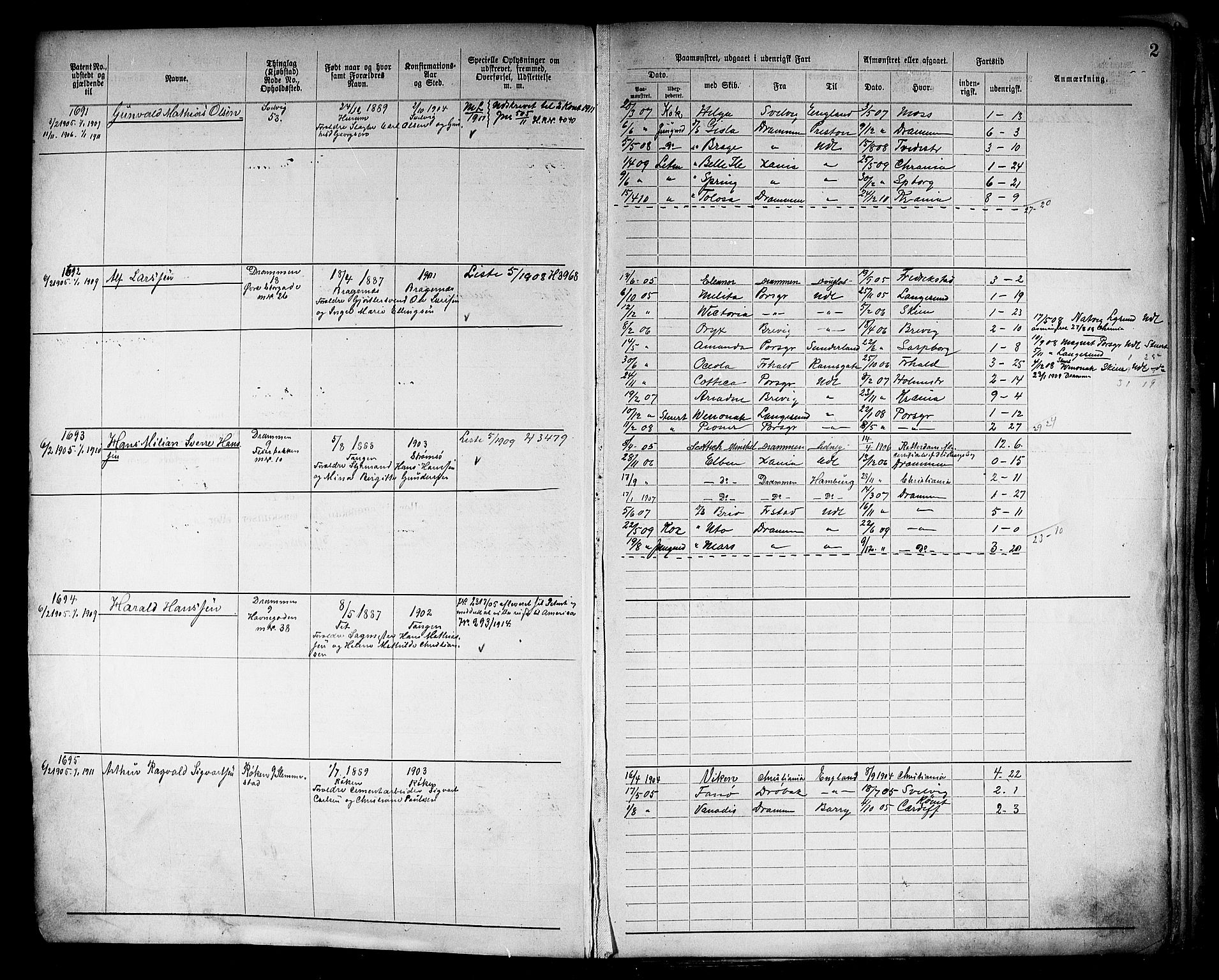 Drammen innrulleringsdistrikt, AV/SAKO-A-781/F/Fb/L0006: Annotasjonsrulle, 1905-1911, s. 4