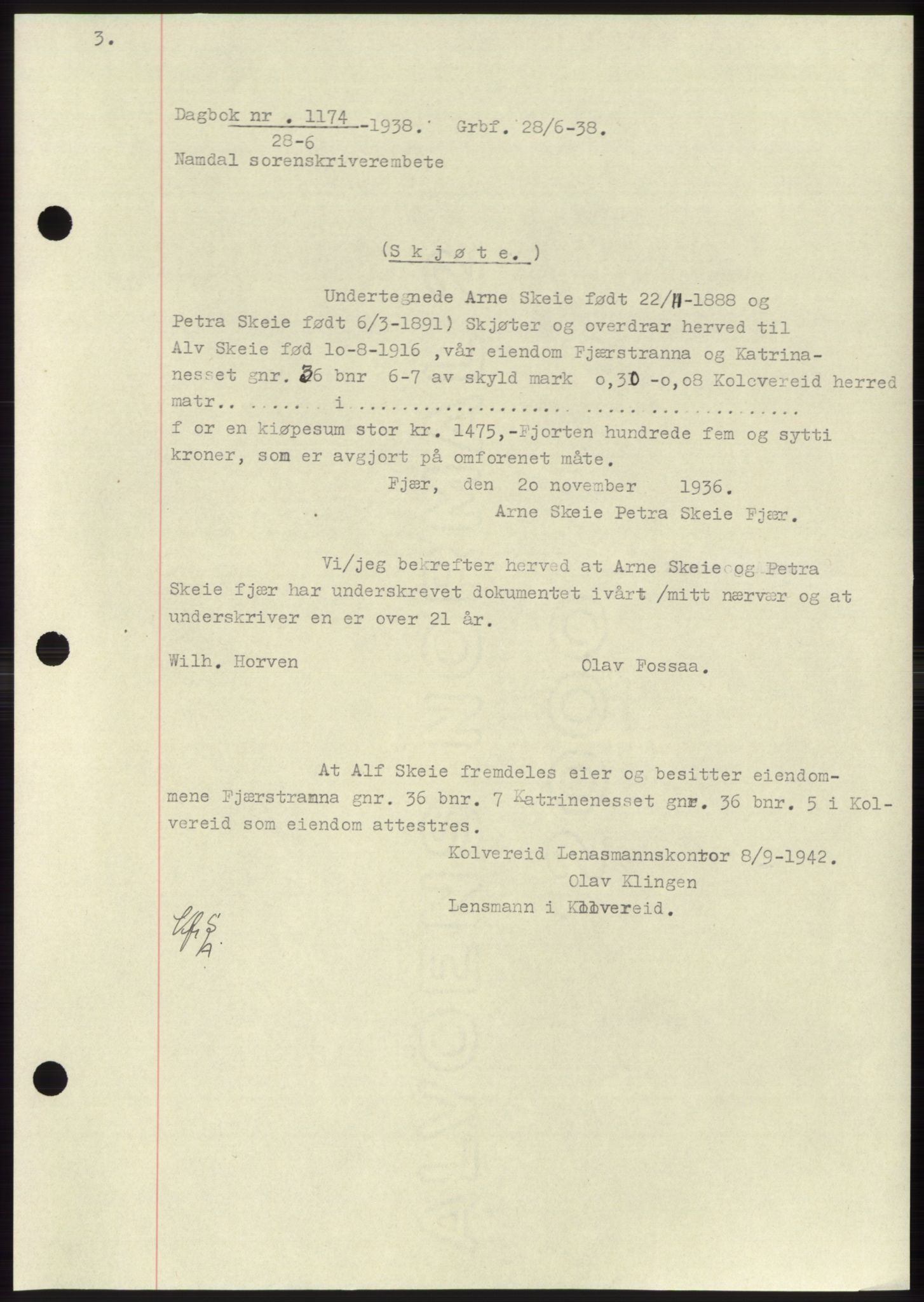 Namdal sorenskriveri, SAT/A-4133/1/2/2C: Pantebok nr. -, 1937-1939, Tingl.dato: 28.06.1938