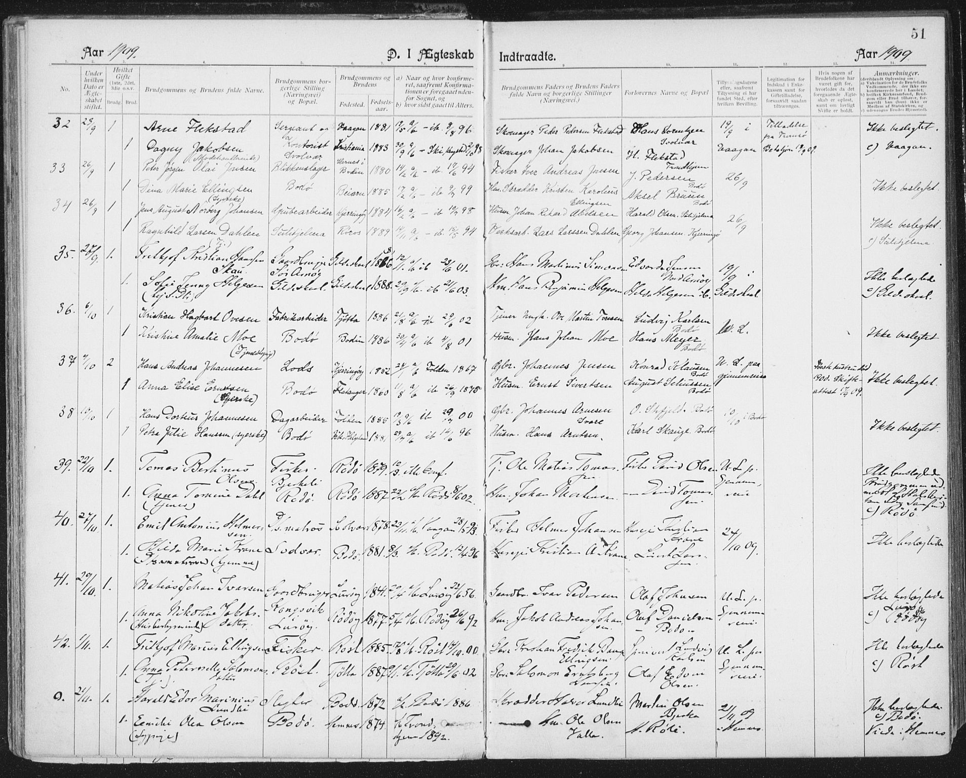 Ministerialprotokoller, klokkerbøker og fødselsregistre - Nordland, AV/SAT-A-1459/801/L0012: Ministerialbok nr. 801A12, 1900-1916, s. 51