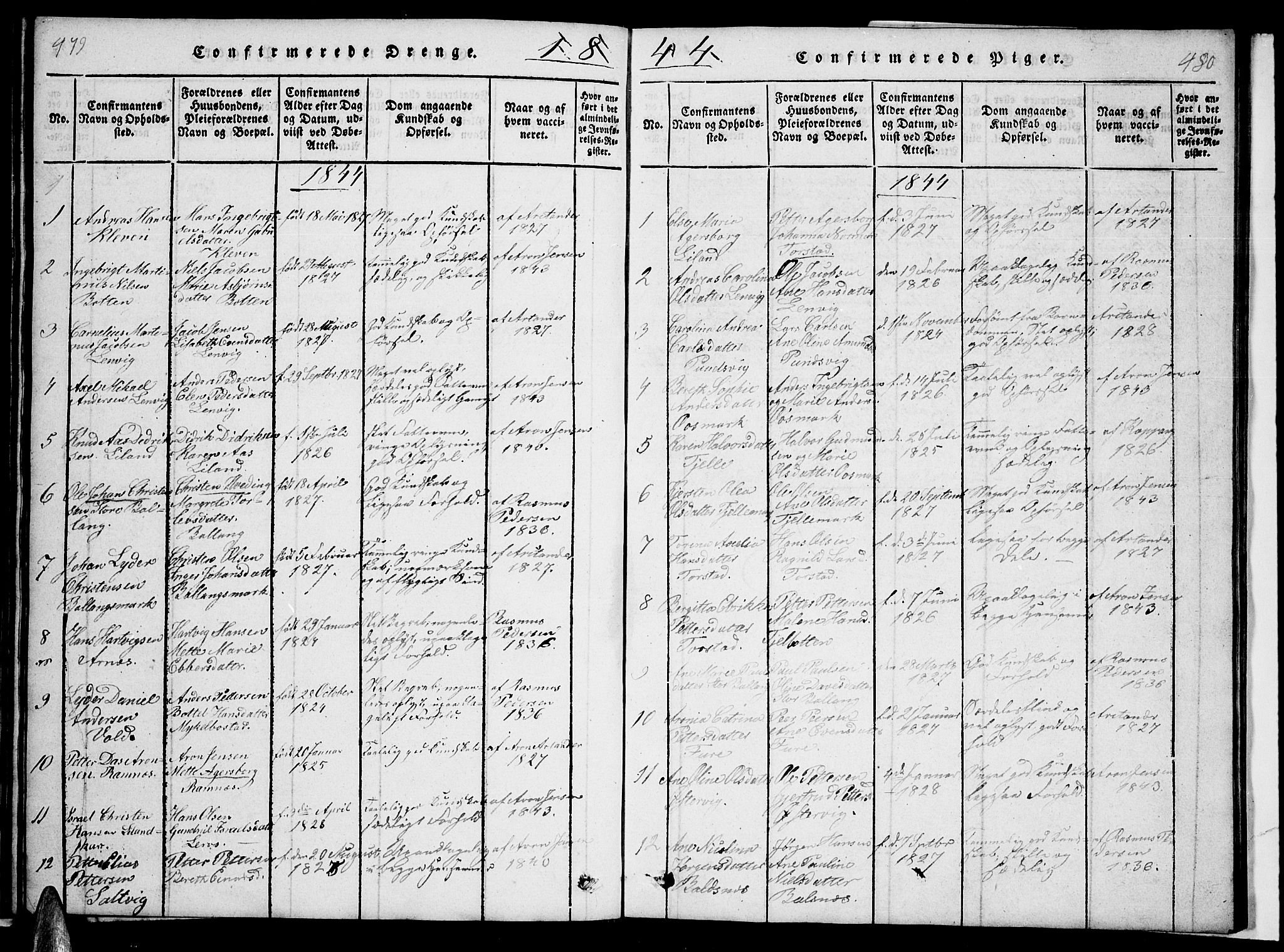 Ministerialprotokoller, klokkerbøker og fødselsregistre - Nordland, AV/SAT-A-1459/863/L0911: Klokkerbok nr. 863C01, 1821-1858, s. 479-480