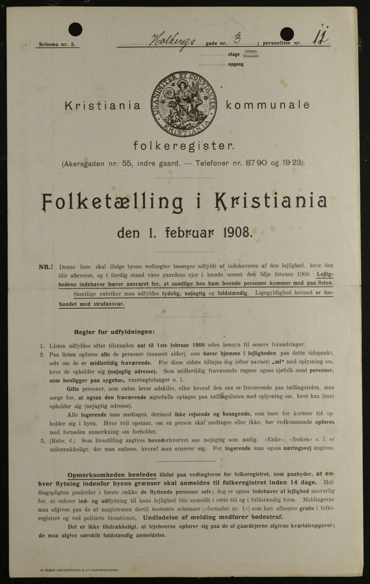 OBA, Kommunal folketelling 1.2.1908 for Kristiania kjøpstad, 1908, s. 36213