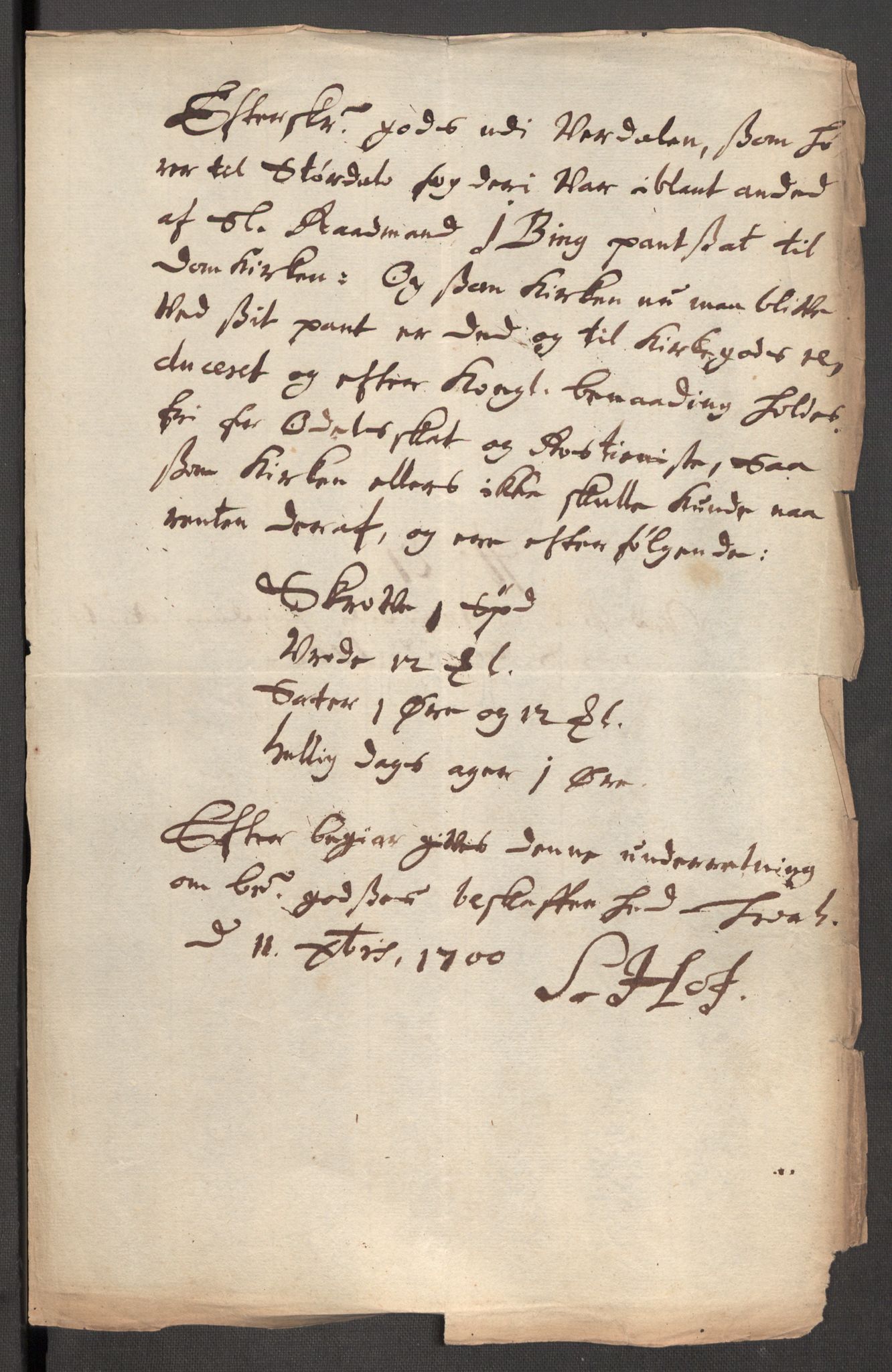 Rentekammeret inntil 1814, Reviderte regnskaper, Fogderegnskap, RA/EA-4092/R62/L4192: Fogderegnskap Stjørdal og Verdal, 1700, s. 330