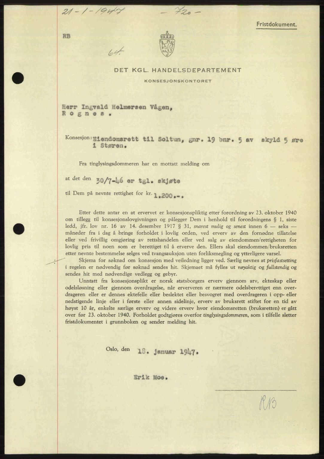 Gauldal sorenskriveri, SAT/A-0014/1/2/2C: Pantebok nr. A3, 1947-1947, Dagboknr: 64/1947