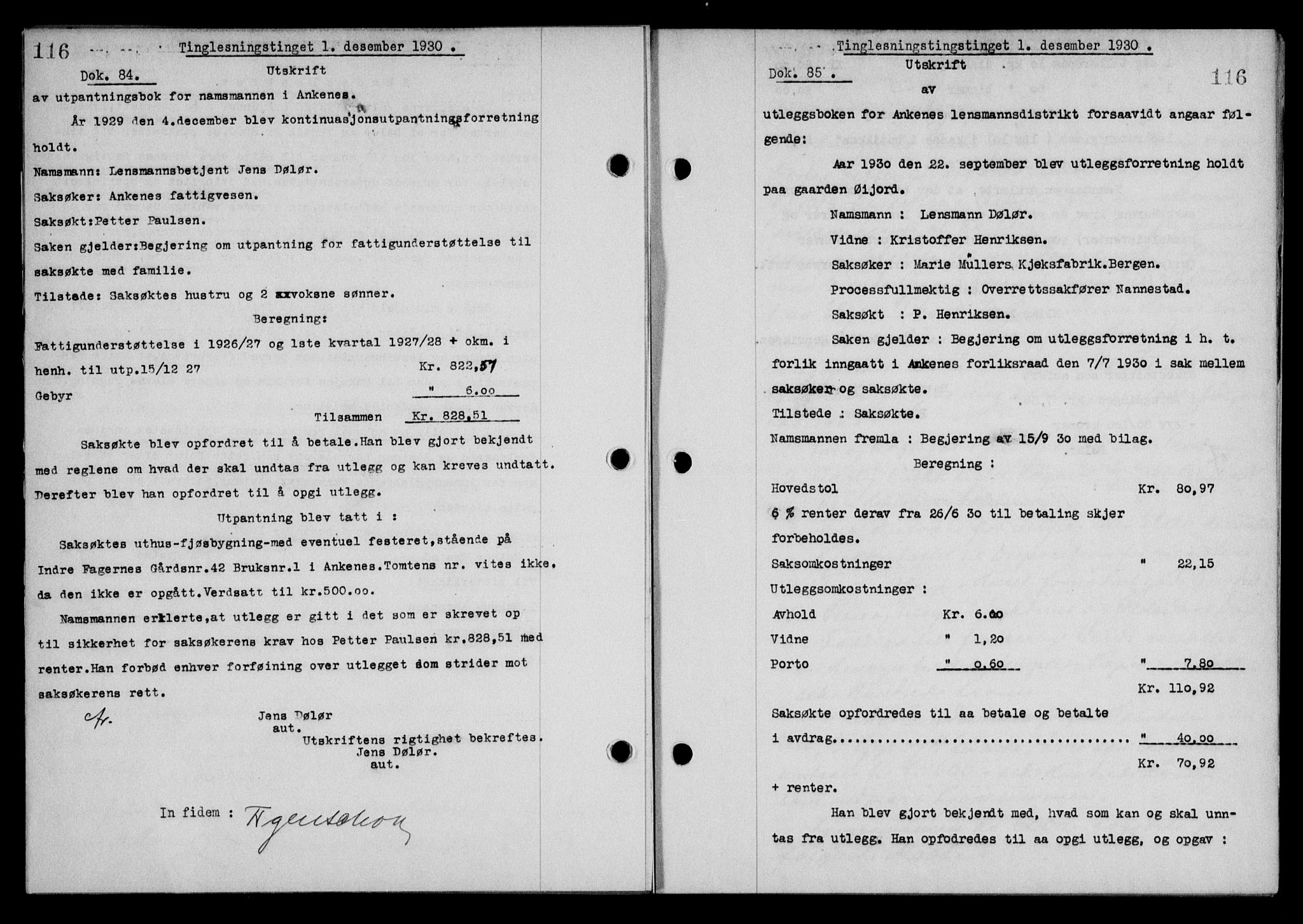 Steigen og Ofoten sorenskriveri, SAT/A-0030/1/2/2C/L0018/0001: Pantebok nr. 20-II og 21, 1930-1931, Tingl.dato: 01.12.1930