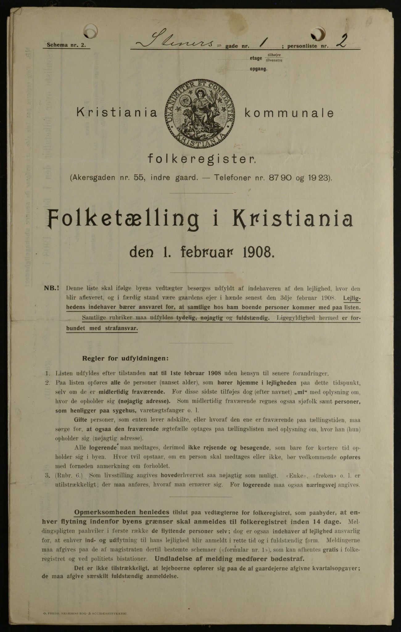 OBA, Kommunal folketelling 1.2.1908 for Kristiania kjøpstad, 1908, s. 91151