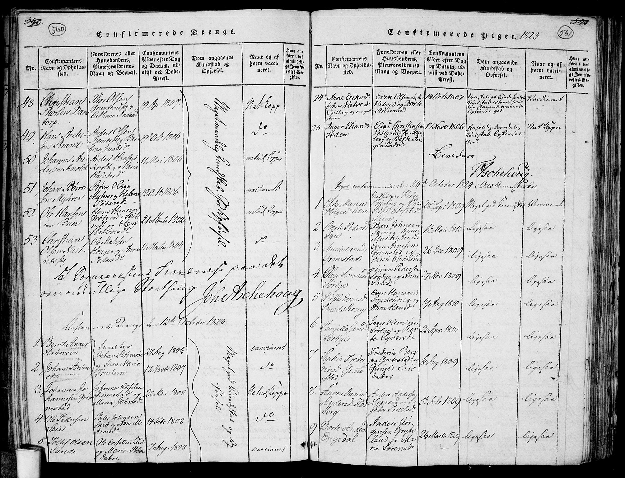 Rakkestad prestekontor Kirkebøker, AV/SAO-A-2008/F/Fa/L0006: Ministerialbok nr. I 6, 1814-1824, s. 560-561