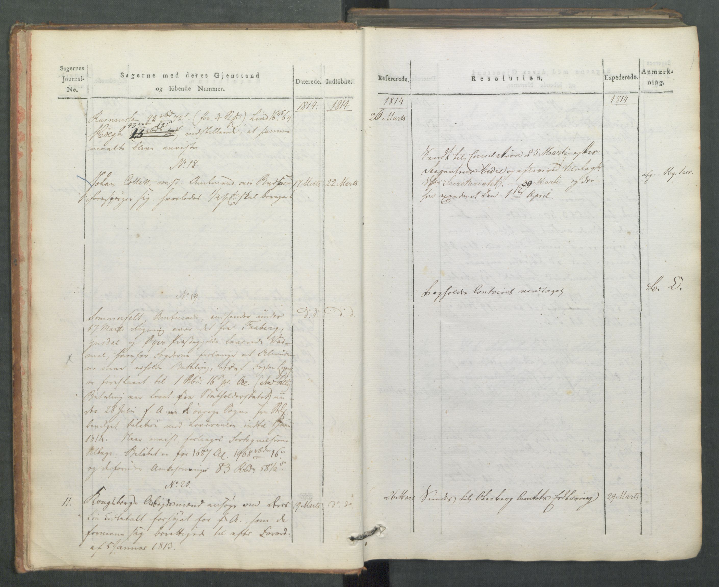 Departementene i 1814, AV/RA-S-3899/Fa/L0008: 1. byrå - Journal B, 1814, s. 7