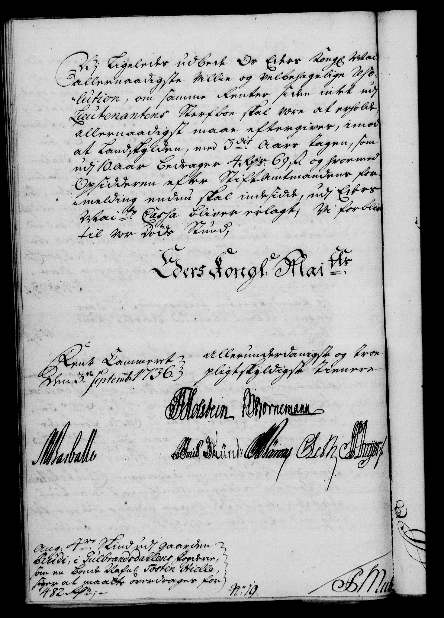 Rentekammeret, Kammerkanselliet, RA/EA-3111/G/Gf/Gfa/L0019: Norsk relasjons- og resolusjonsprotokoll (merket RK 52.19), 1736, s. 455