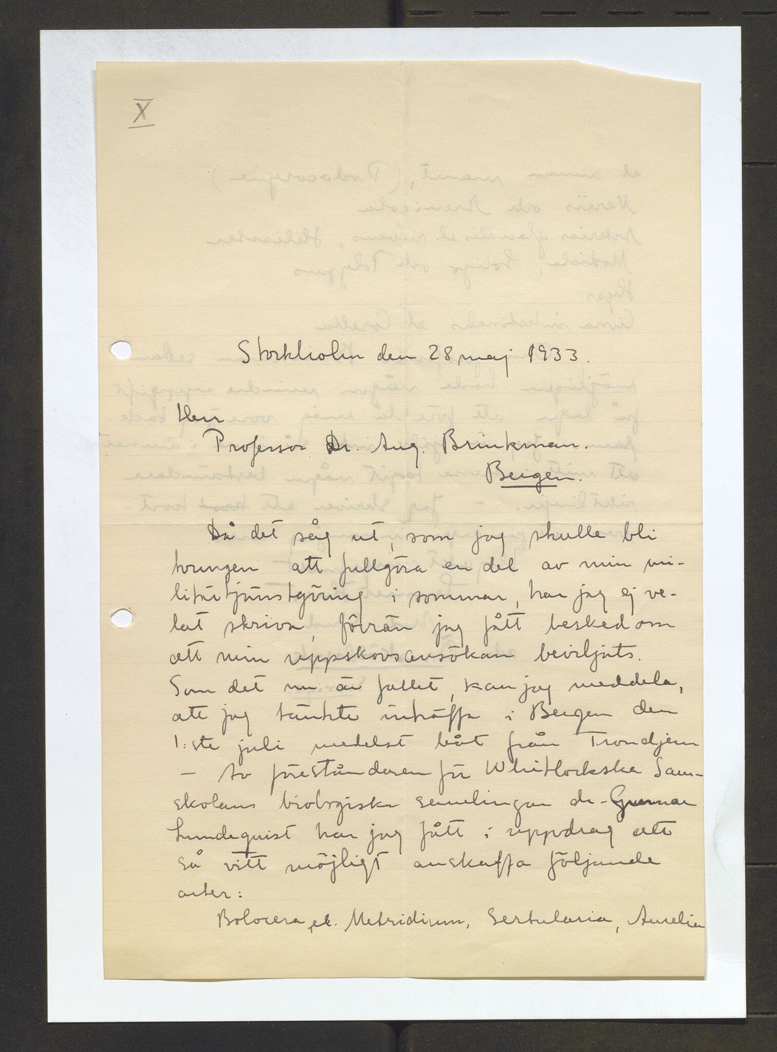 Bergens Museum, AV/SAB-A-17301/13/D/L0002: Korrespondanse , 1928-1940, s. 539