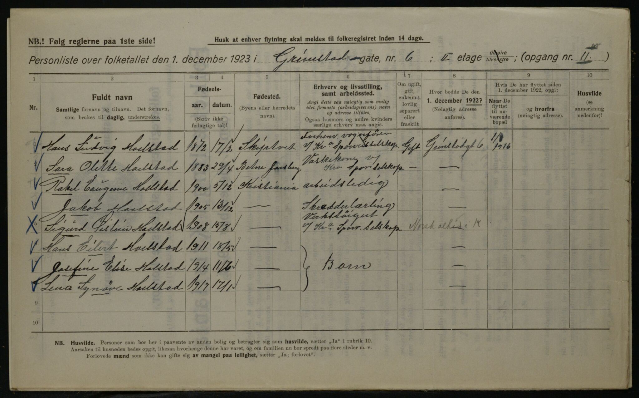 OBA, Kommunal folketelling 1.12.1923 for Kristiania, 1923, s. 33836