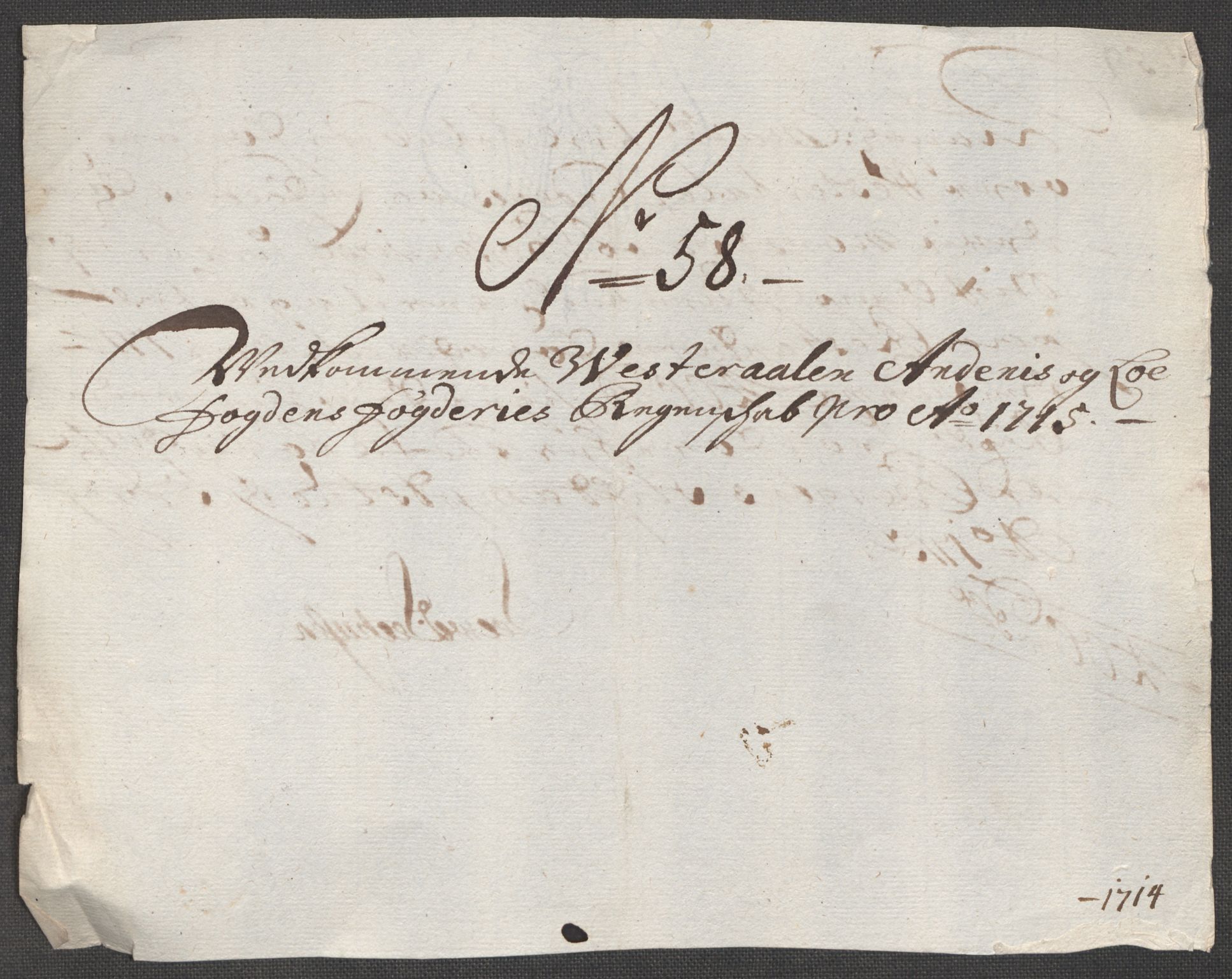 Rentekammeret inntil 1814, Reviderte regnskaper, Fogderegnskap, AV/RA-EA-4092/R67/L4681: Fogderegnskap Vesterålen, Andenes og Lofoten, 1715, s. 258