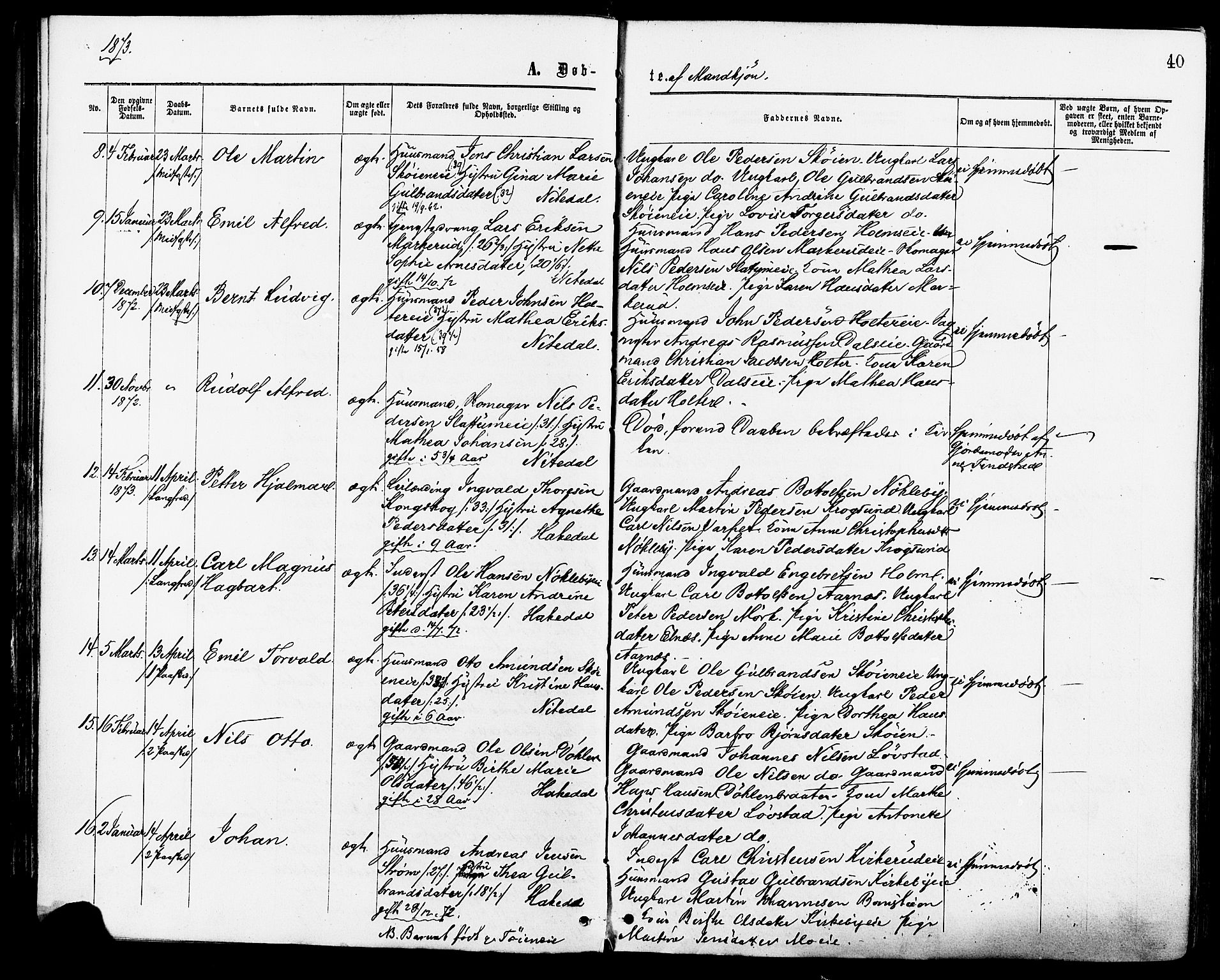 Nittedal prestekontor Kirkebøker, AV/SAO-A-10365a/F/Fa/L0006: Ministerialbok nr. I 6, 1863-1878, s. 40