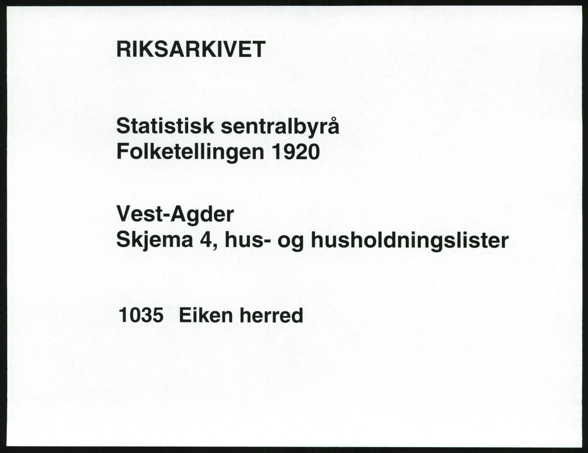 SAK, Folketelling 1920 for 1035 Eiken herred, 1920, s. 27