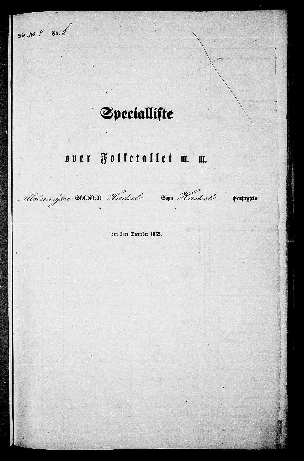 RA, Folketelling 1865 for 1866P Hadsel prestegjeld, 1865, s. 98