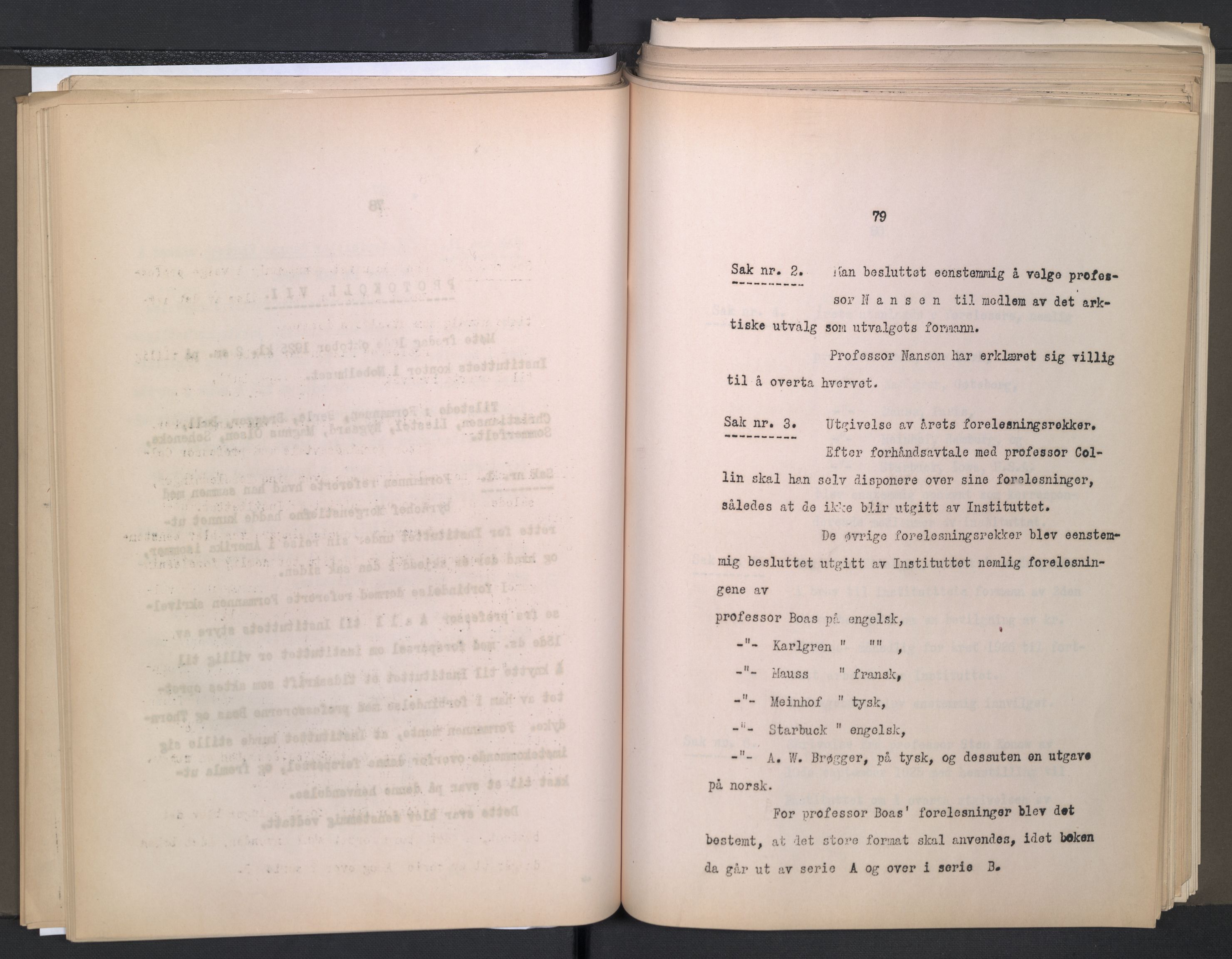 Instituttet for sammenlignende kulturforskning, AV/RA-PA-0424/A/L0005: Styreprotokoll, 1923-1930, s. 79