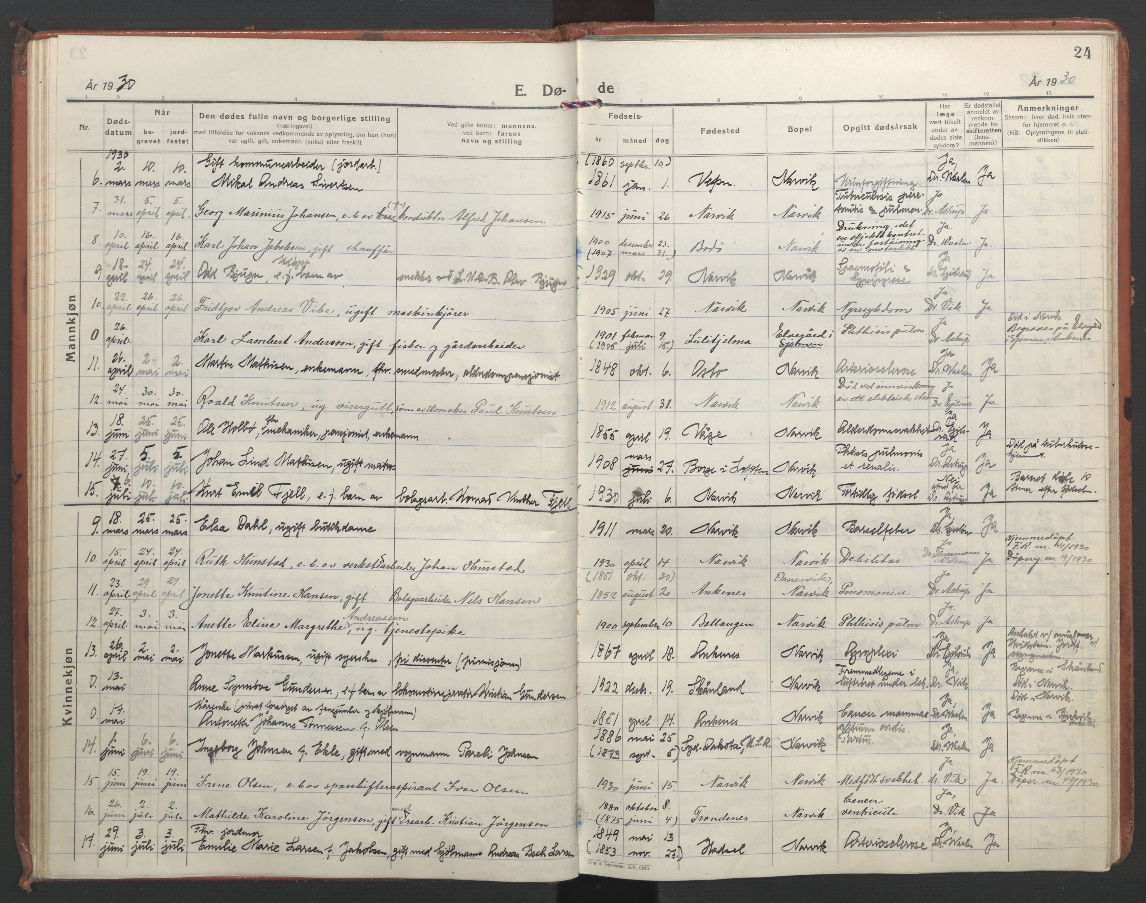 Ministerialprotokoller, klokkerbøker og fødselsregistre - Nordland, AV/SAT-A-1459/871/L1005: Ministerialbok nr. 871A21, 1926-1940, s. 24