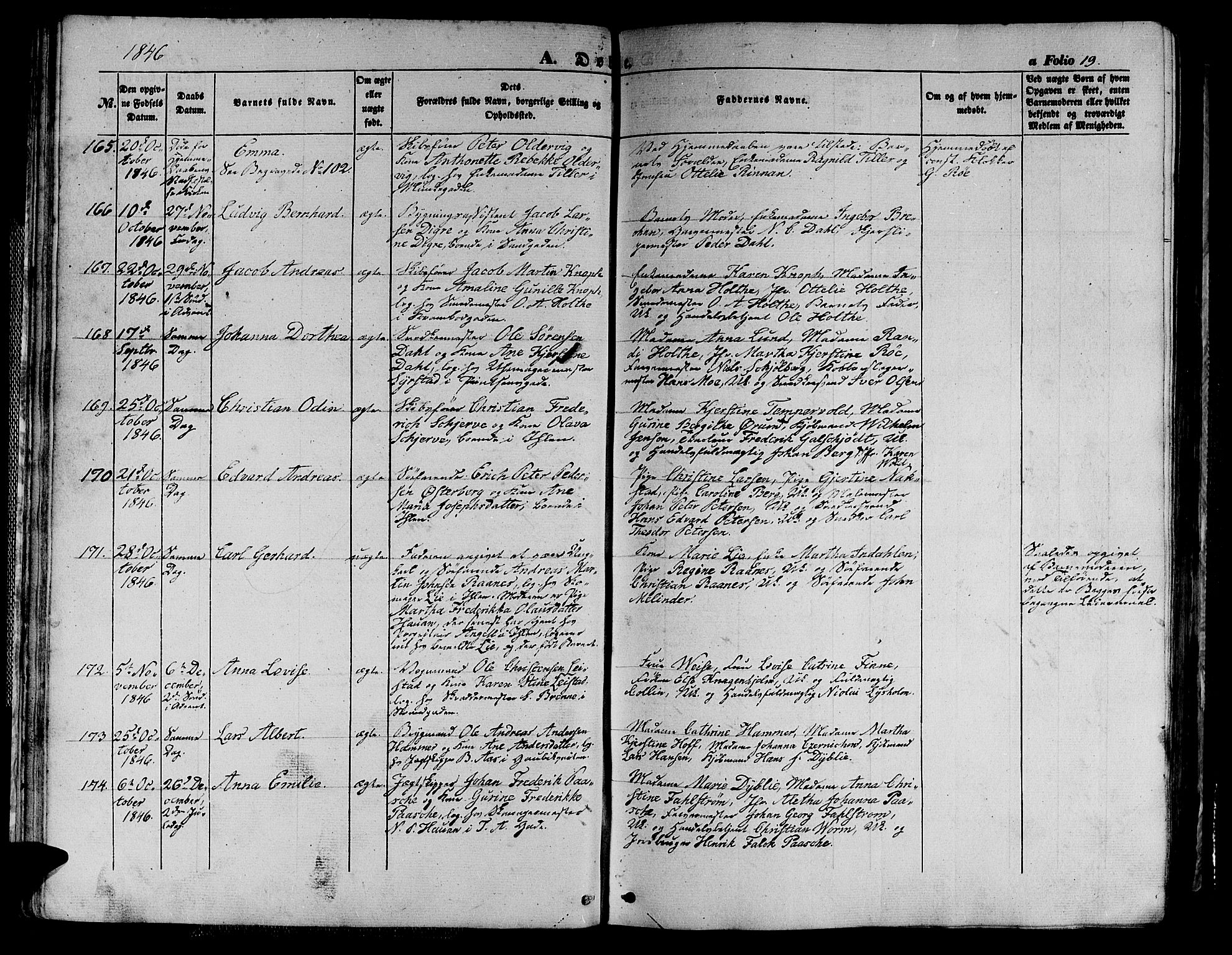 Ministerialprotokoller, klokkerbøker og fødselsregistre - Sør-Trøndelag, SAT/A-1456/602/L0137: Klokkerbok nr. 602C05, 1846-1856, s. 19