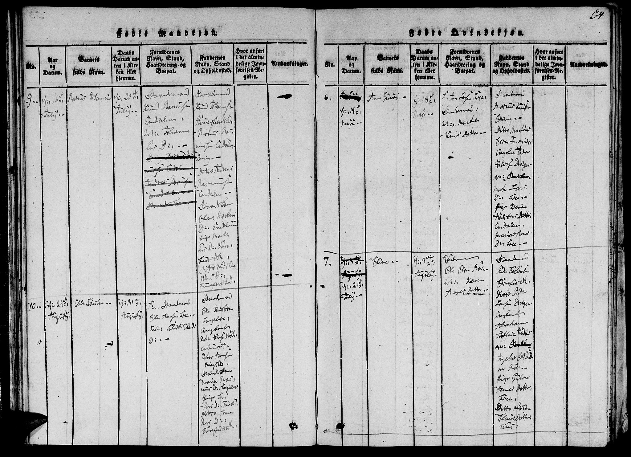 Ministerialprotokoller, klokkerbøker og fødselsregistre - Møre og Romsdal, AV/SAT-A-1454/520/L0273: Ministerialbok nr. 520A03, 1817-1826, s. 54