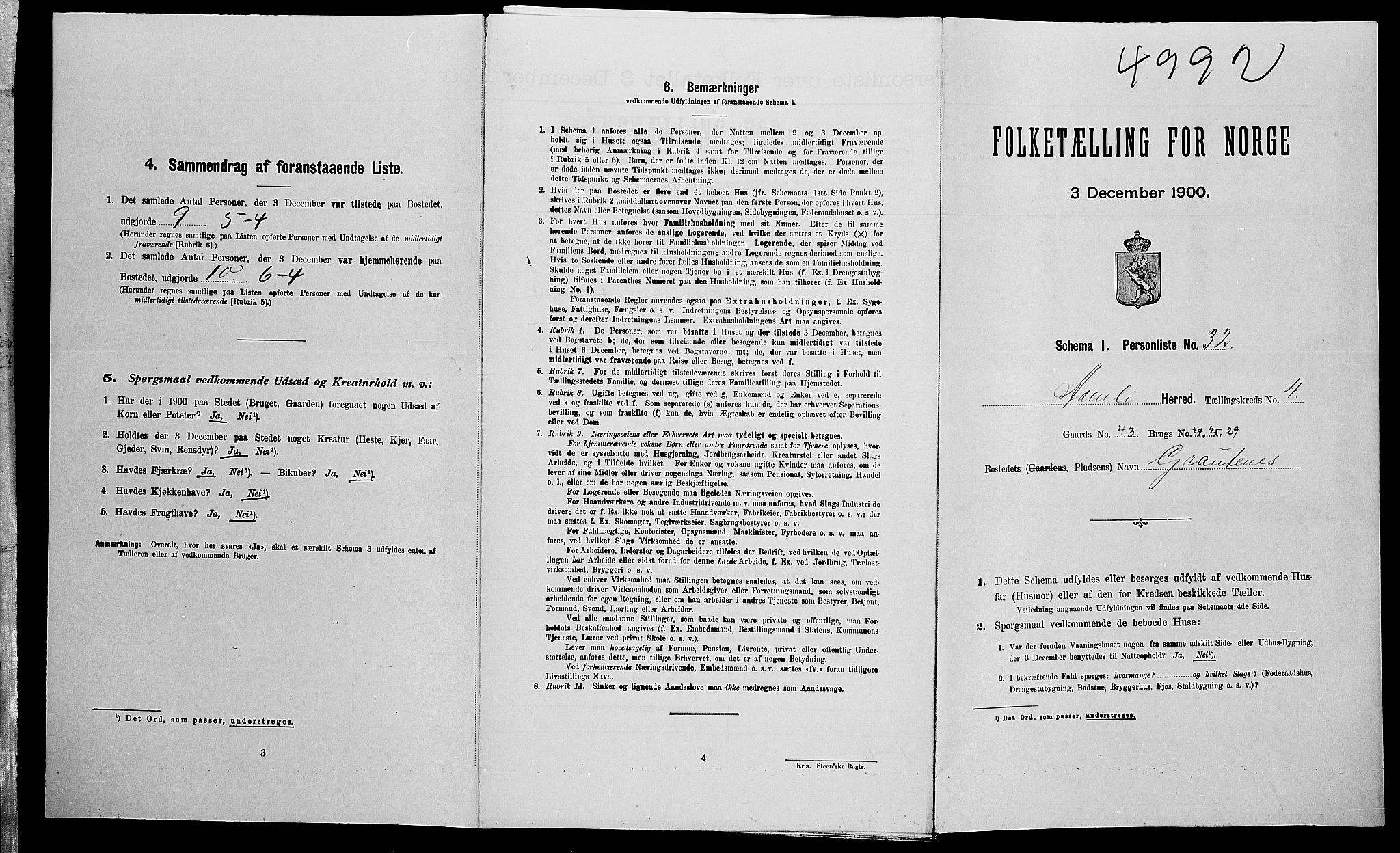 SAK, Folketelling 1900 for 0929 Åmli herred, 1900, s. 366