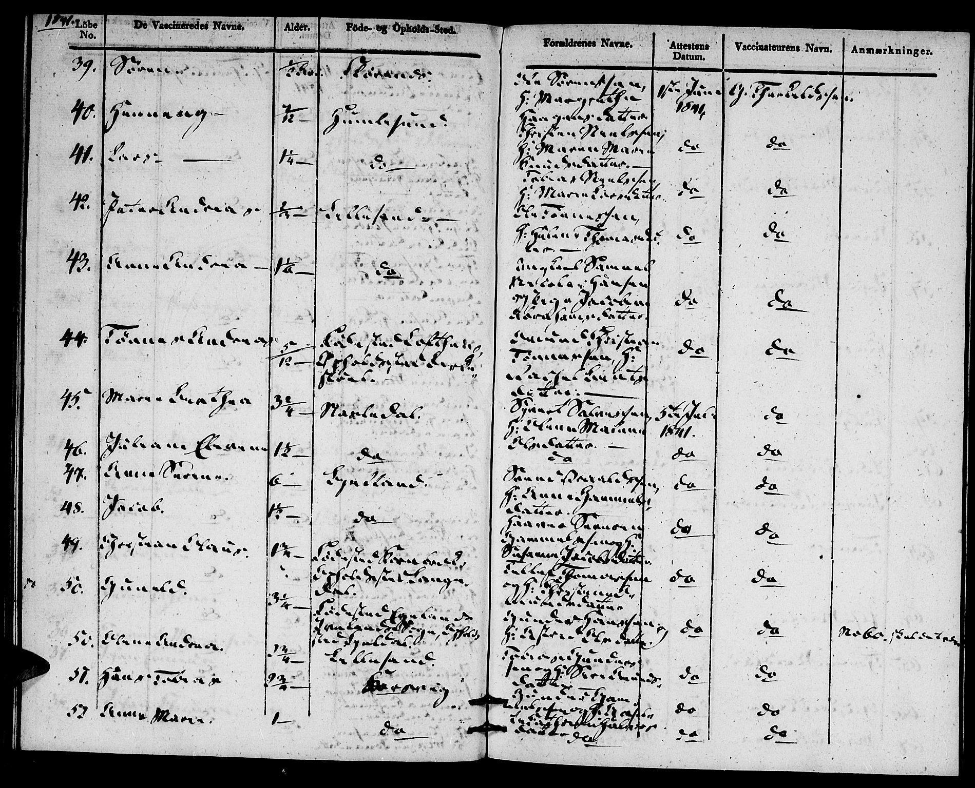 Vestre Moland sokneprestkontor, AV/SAK-1111-0046/F/Ff/L0002/0003: Vaksinasjonsprotokoll nr. A VI 3, 1830-1844