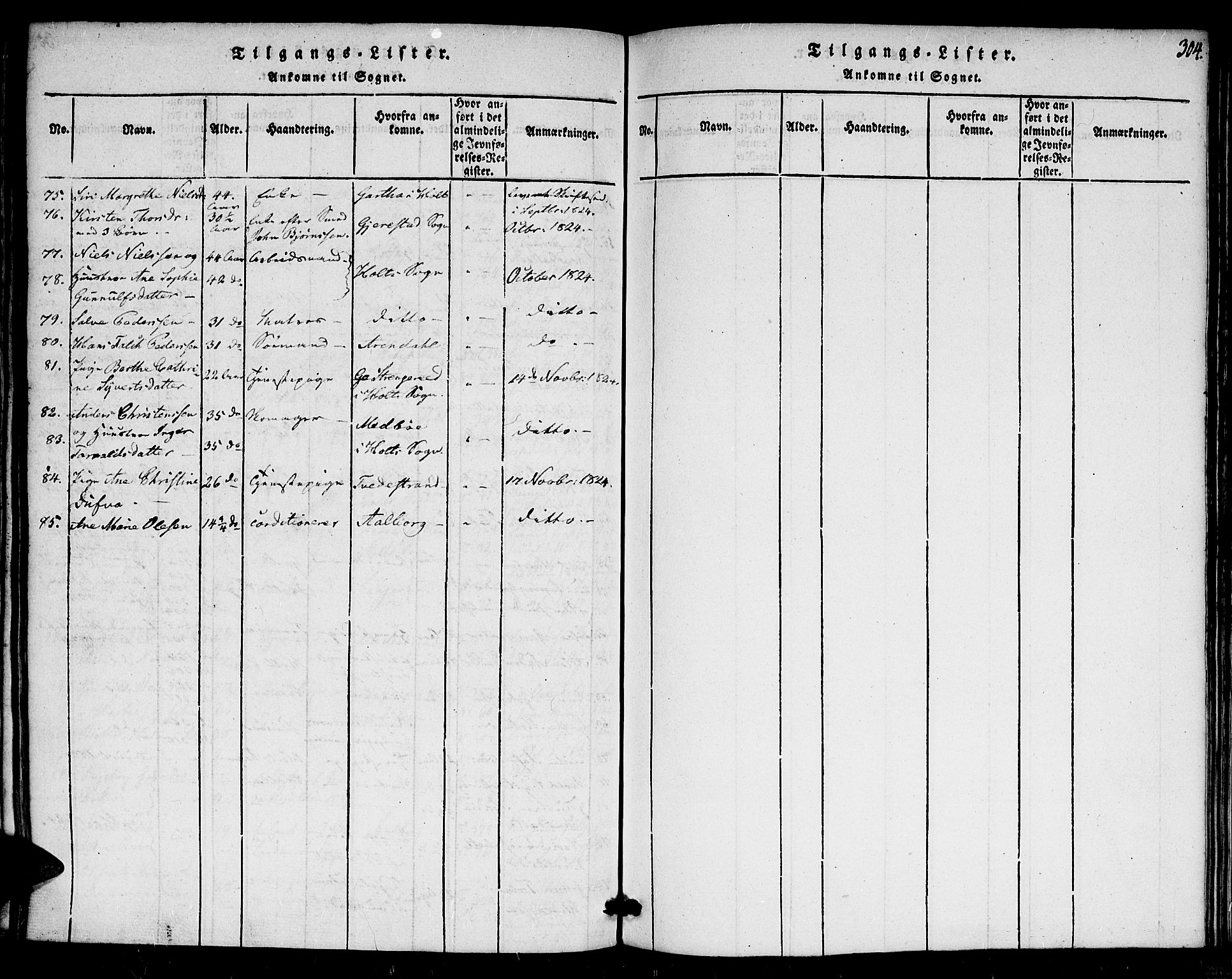 Dypvåg sokneprestkontor, SAK/1111-0007/F/Fa/Faa/L0003: Ministerialbok nr. A 3 /1, 1817-1824, s. 304