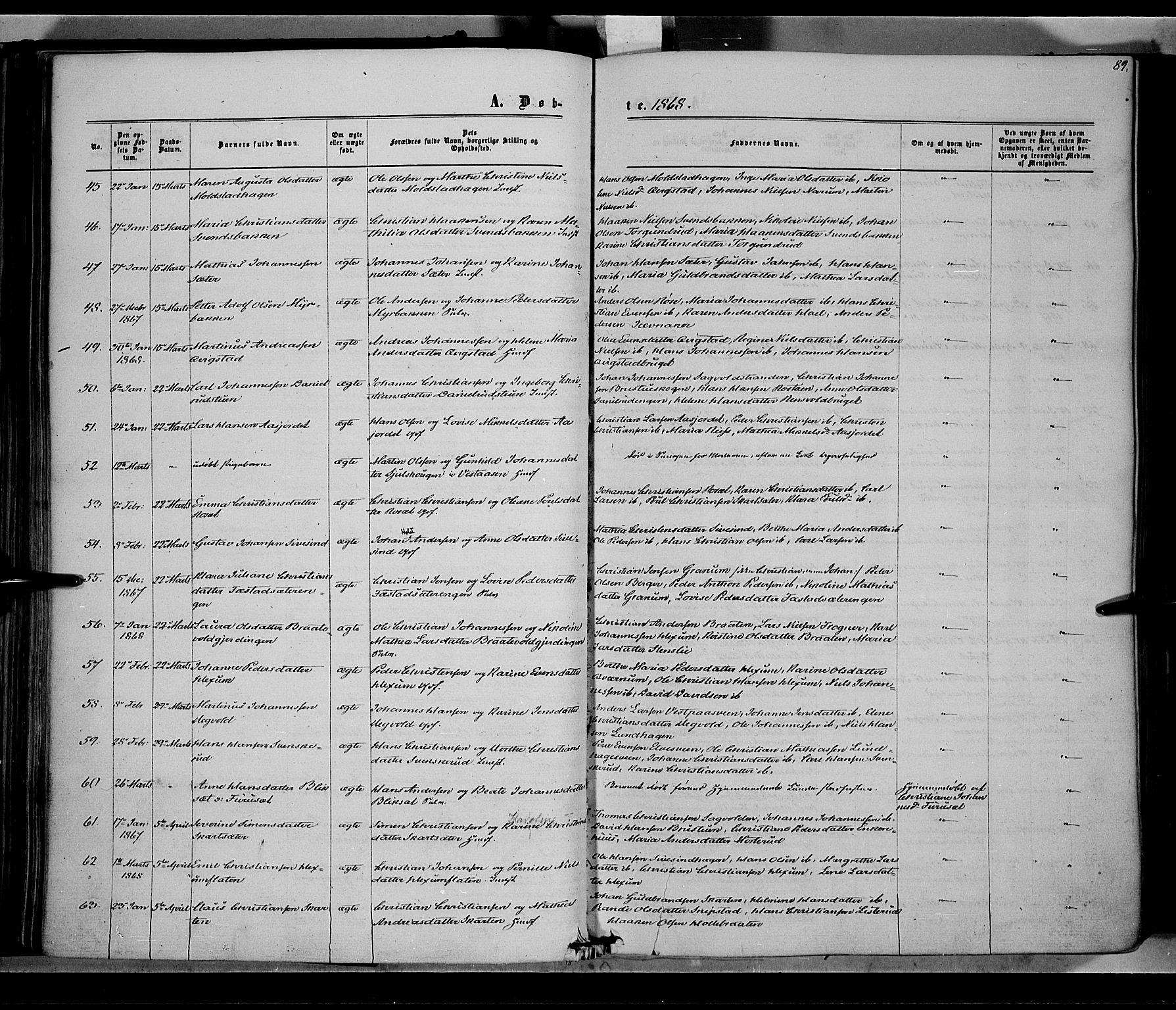 Vestre Toten prestekontor, AV/SAH-PREST-108/H/Ha/Haa/L0007: Ministerialbok nr. 7, 1862-1869, s. 89