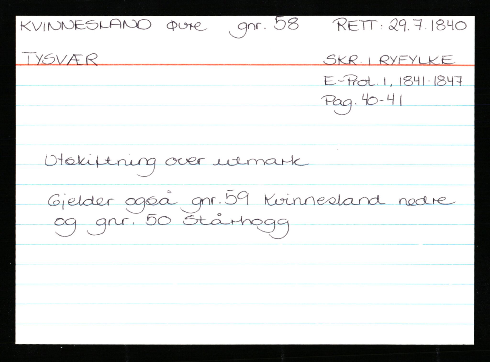 Statsarkivet i Stavanger, AV/SAST-A-101971/03/Y/Ym/L0033: Åstedskort sortert etter gårdsnavn: Kvelland - Lagestranden, 1600-1950, s. 179