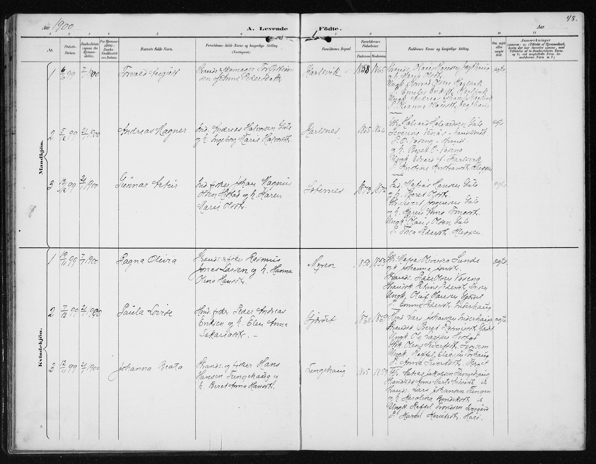 Ministerialprotokoller, klokkerbøker og fødselsregistre - Møre og Romsdal, SAT/A-1454/566/L0773: Klokkerbok nr. 566C02, 1892-1909, s. 48