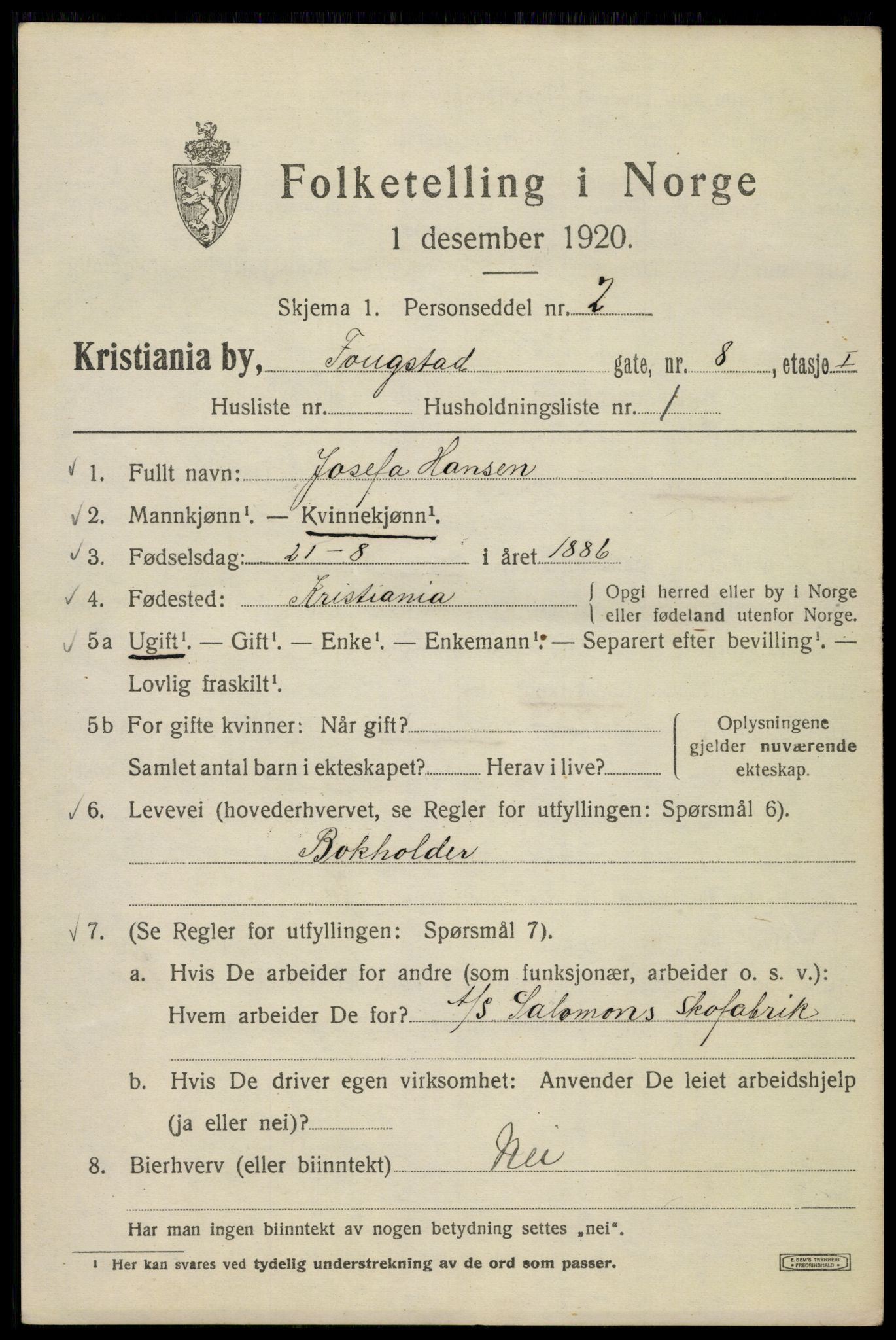 SAO, Folketelling 1920 for 0301 Kristiania kjøpstad, 1920, s. 232693