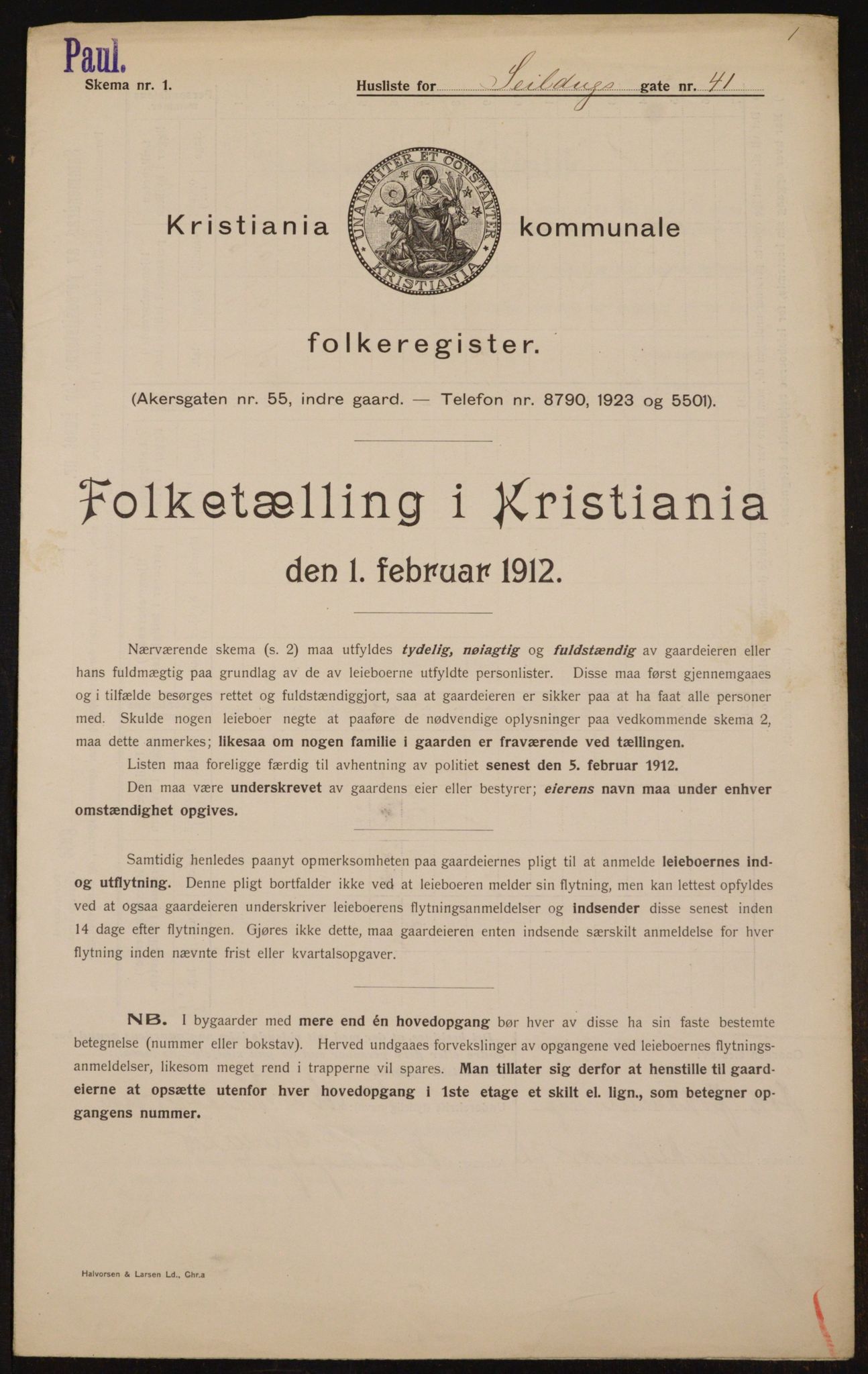 OBA, Kommunal folketelling 1.2.1912 for Kristiania, 1912, s. 94833