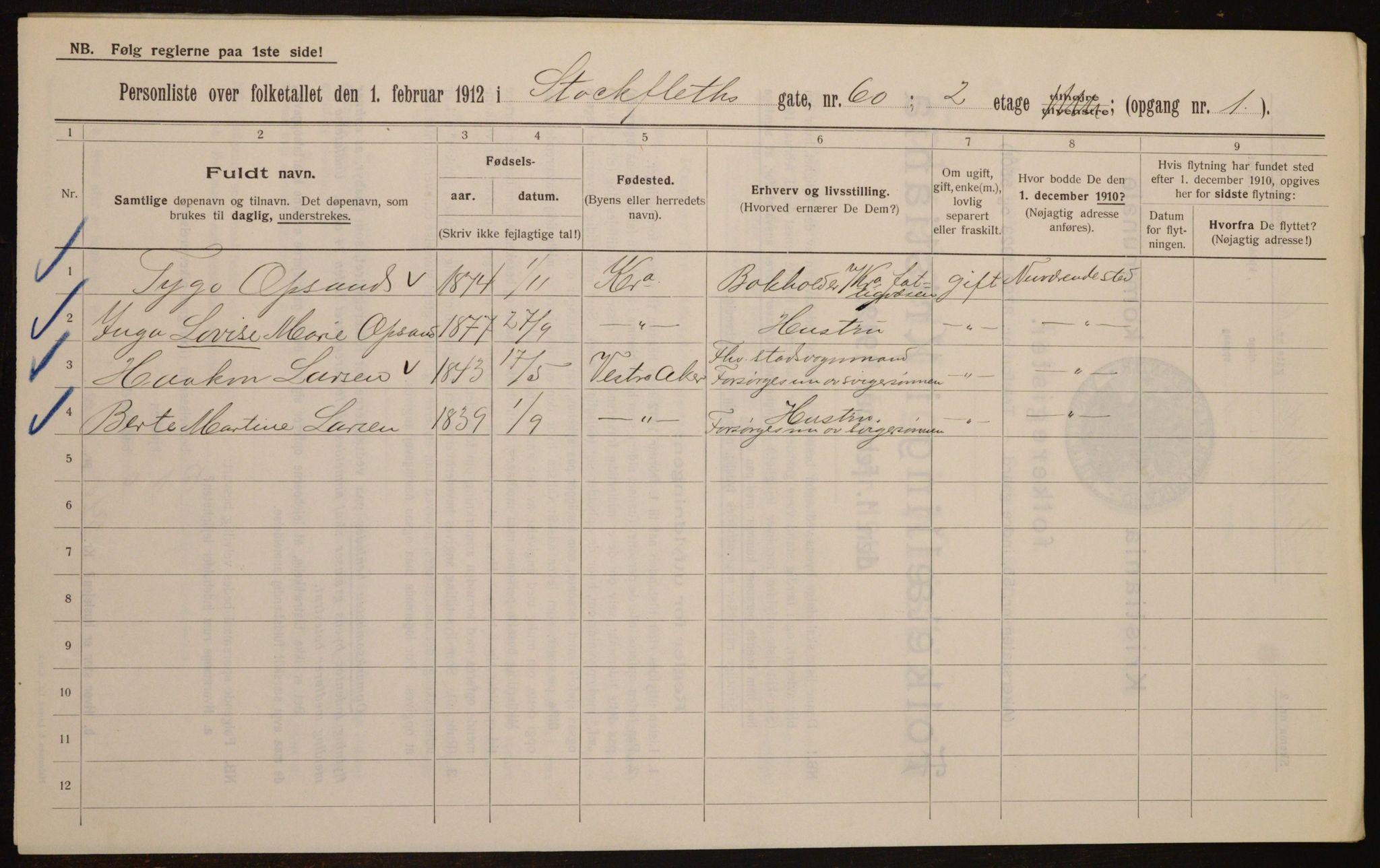 OBA, Kommunal folketelling 1.2.1912 for Kristiania, 1912, s. 102410