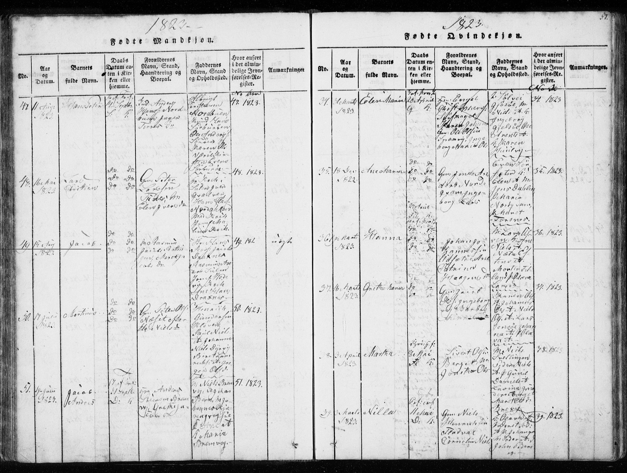 Ministerialprotokoller, klokkerbøker og fødselsregistre - Sør-Trøndelag, SAT/A-1456/634/L0527: Ministerialbok nr. 634A03, 1818-1826, s. 57