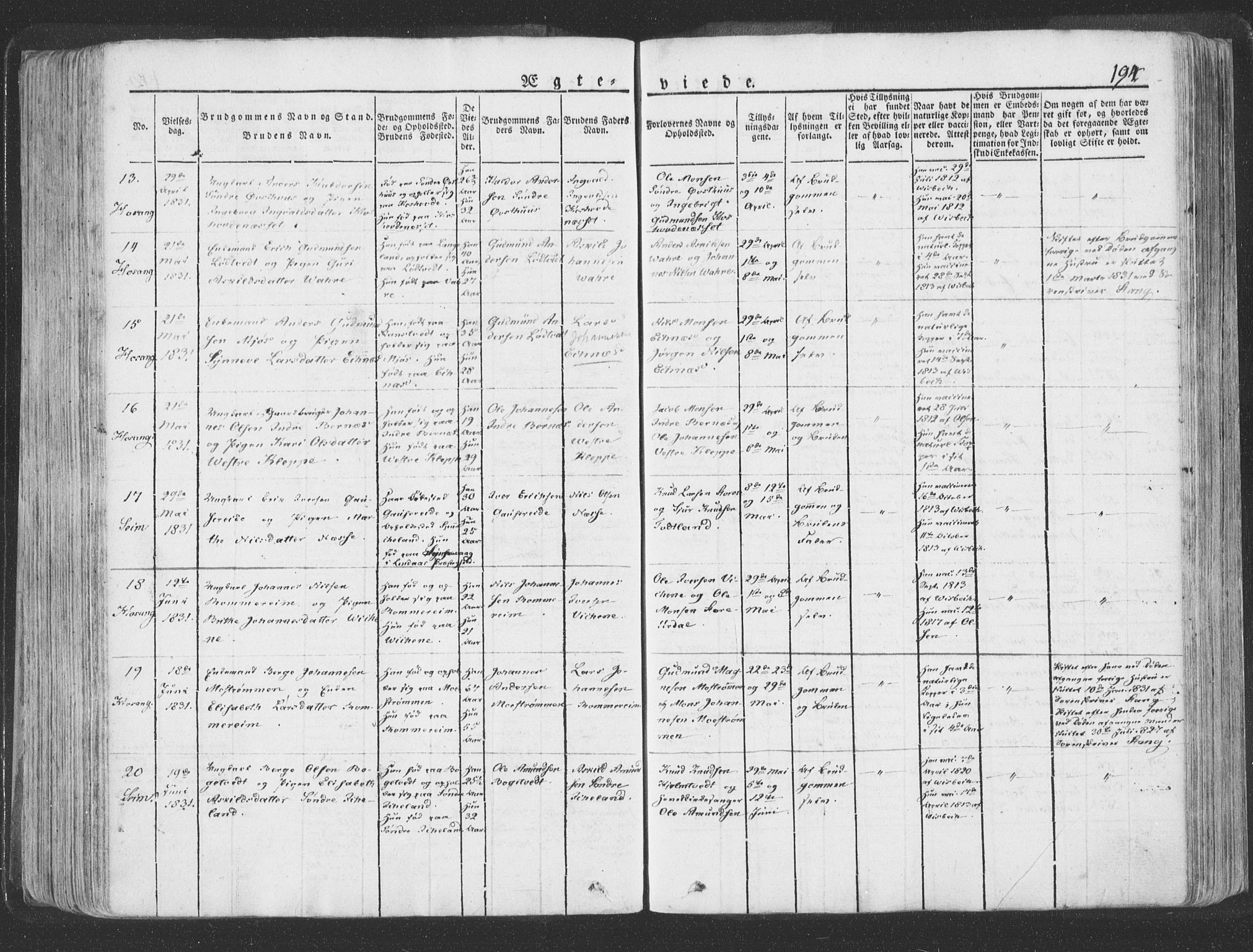 Hosanger sokneprestembete, SAB/A-75801/H/Haa: Ministerialbok nr. A 6, 1824-1835, s. 194