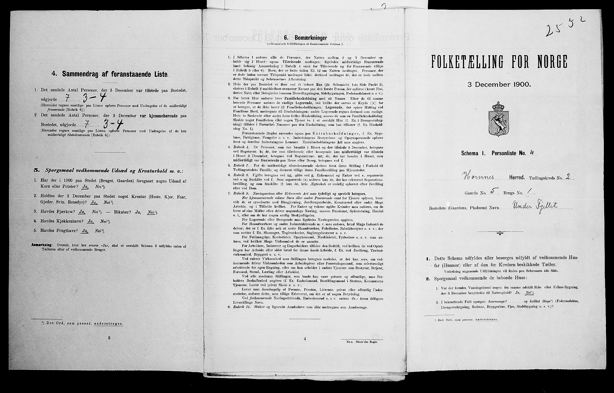 SAK, Folketelling 1900 for 0936 Hornnes herred, 1900, s. 126