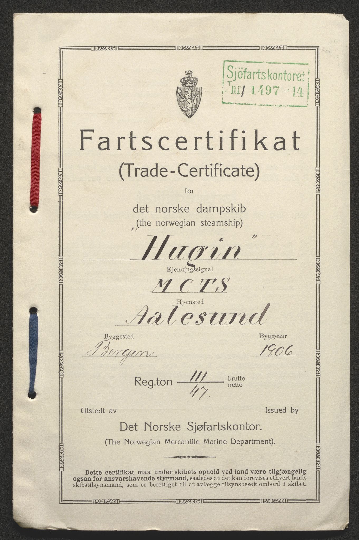 Sjøfartsdirektoratet med forløpere, skipsmapper slettede skip, AV/RA-S-4998/F/Fa/L0519: --, 1850-1922, s. 418
